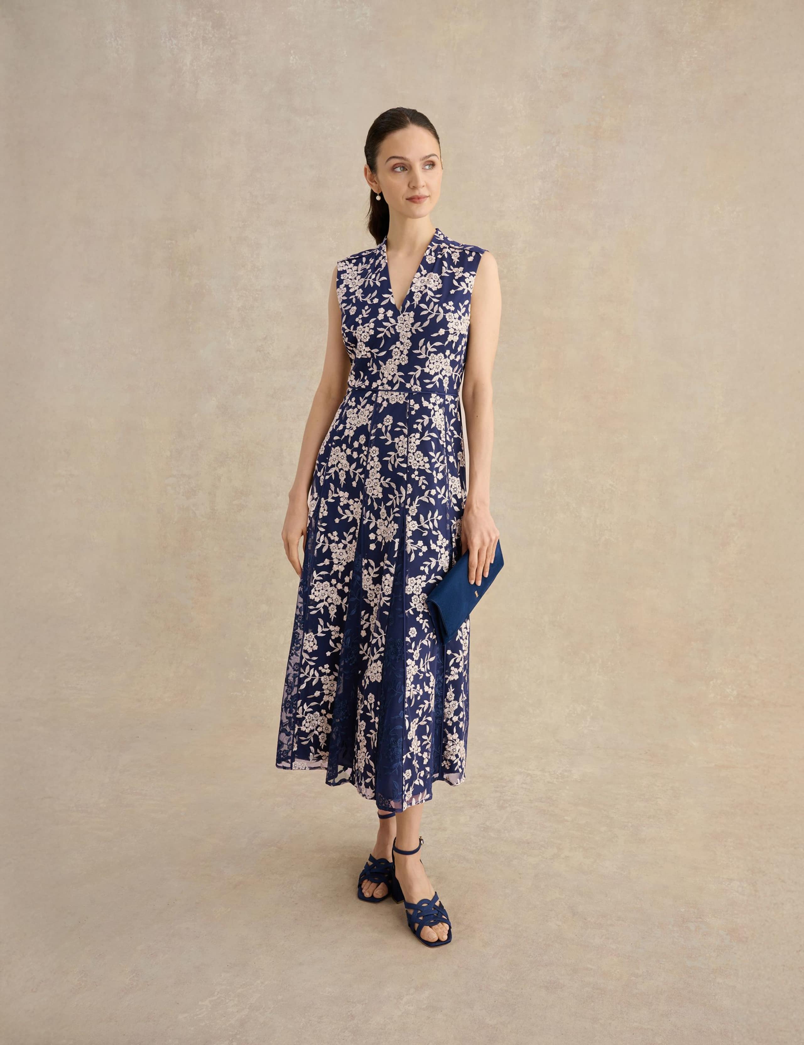 Floral Embroidered V Neck Midi Skater Dress 4 of 5