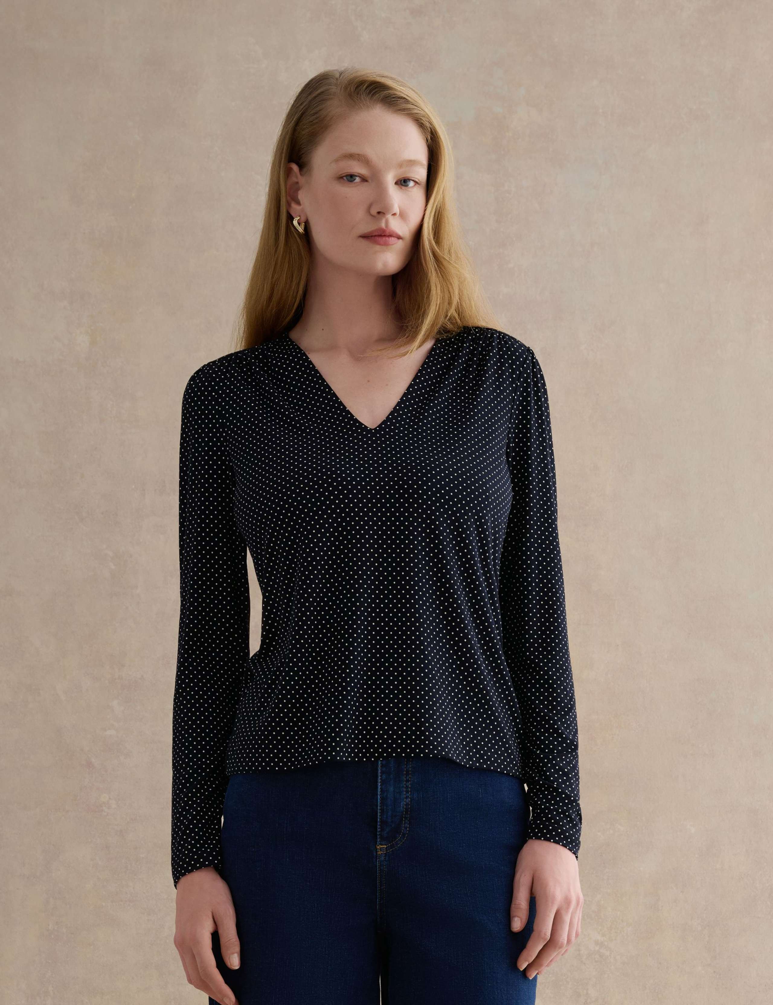 Polka Dot V-Neck Top 3 of 5