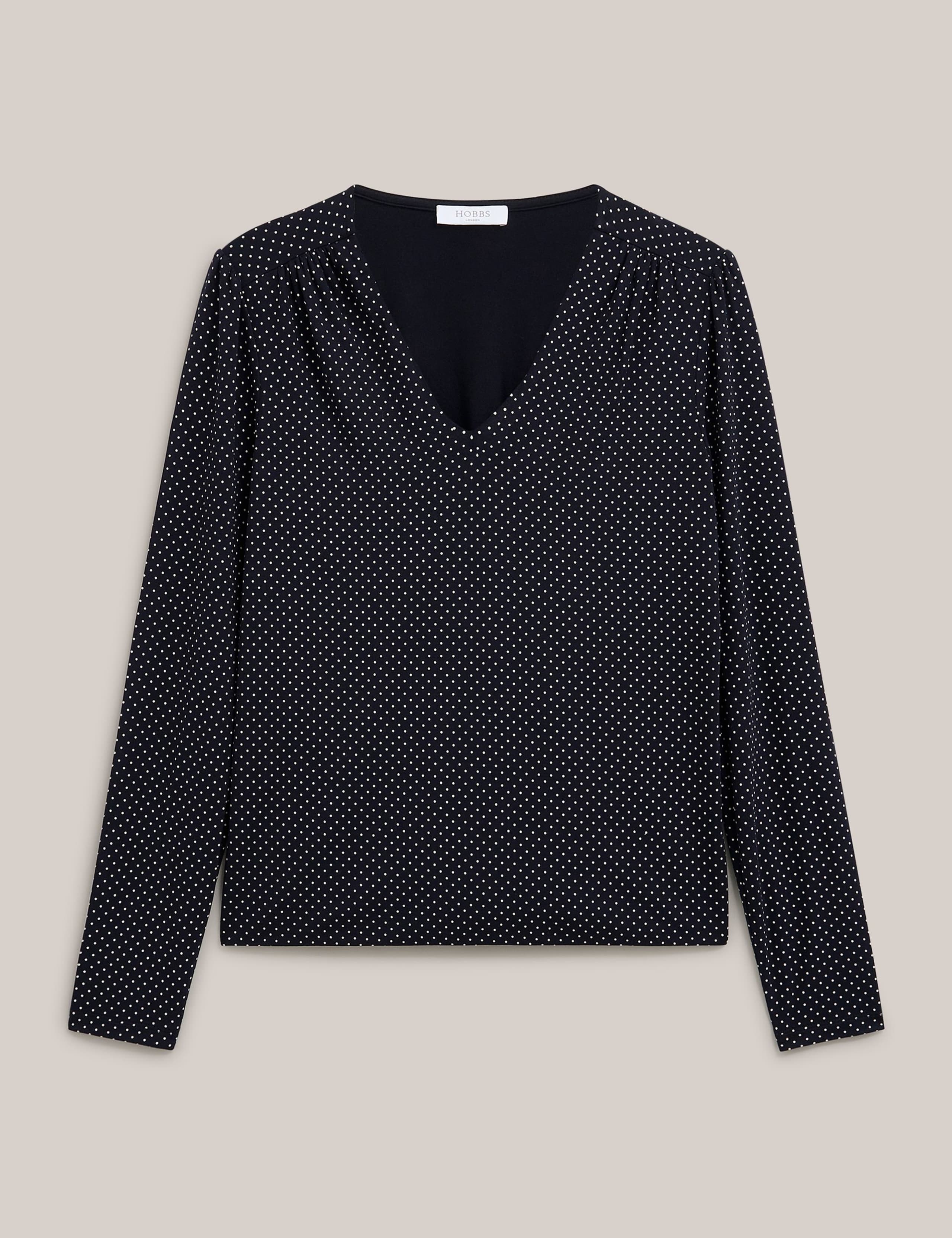 Polka Dot V-Neck Top 2 of 5