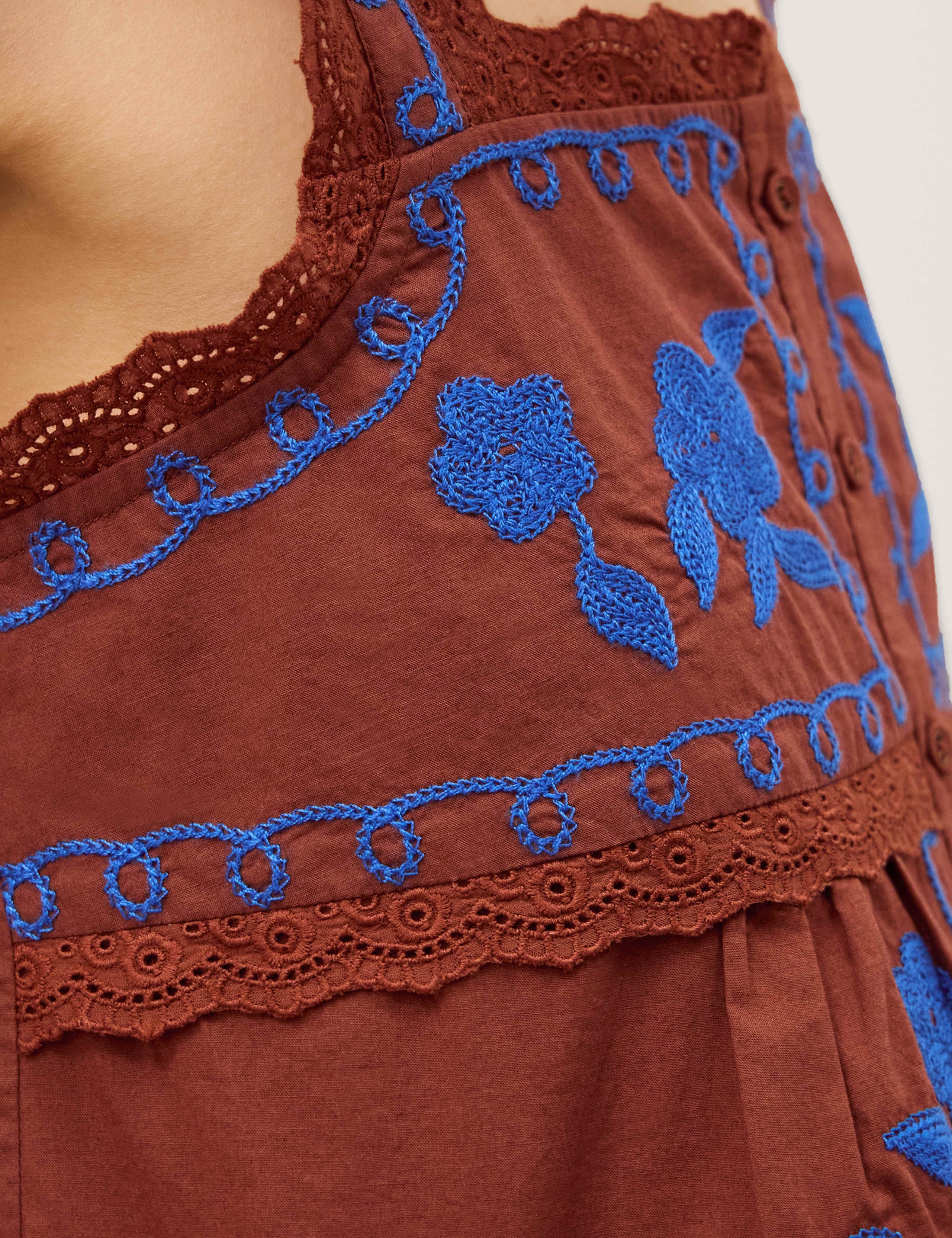 Pure Cotton Embroidered Broderie Lace Blouse 3 of 4