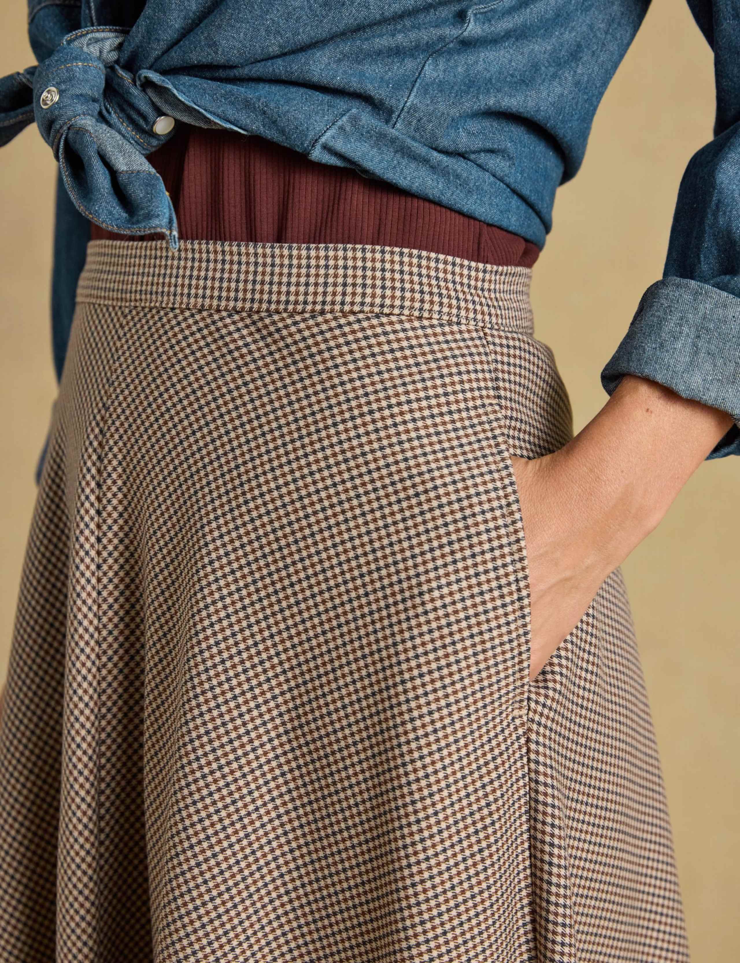 Houndstooth Panel Midi Skirt 5 of 6