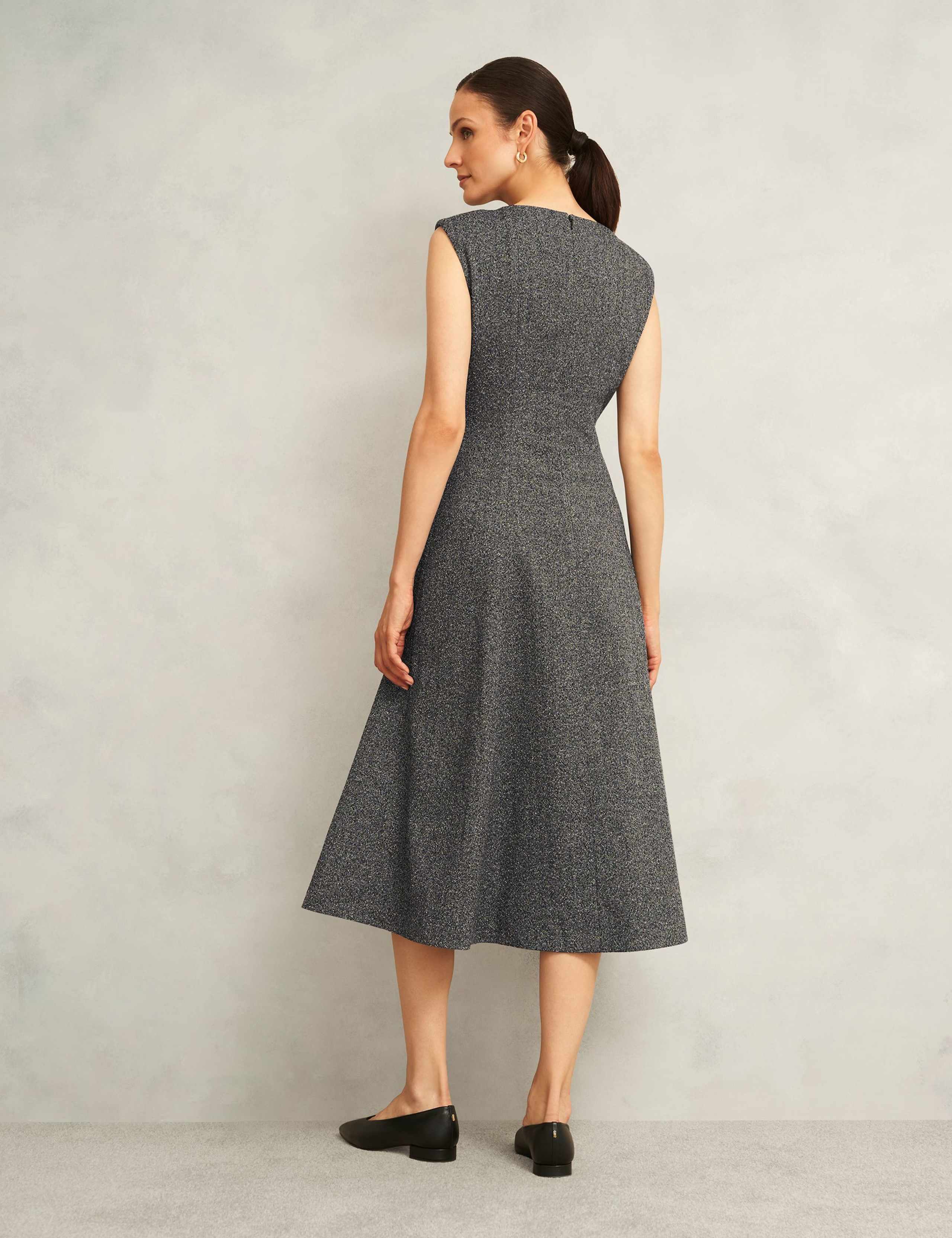 Textured Boat Neck Knee Length Skater Dress 5 of 6