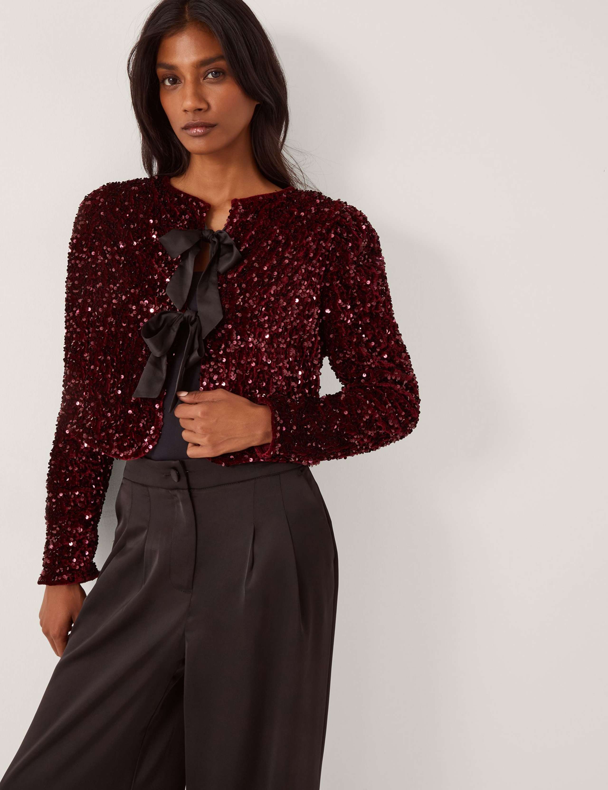 Sequin Embellished Collarless Jacket 1 of 4