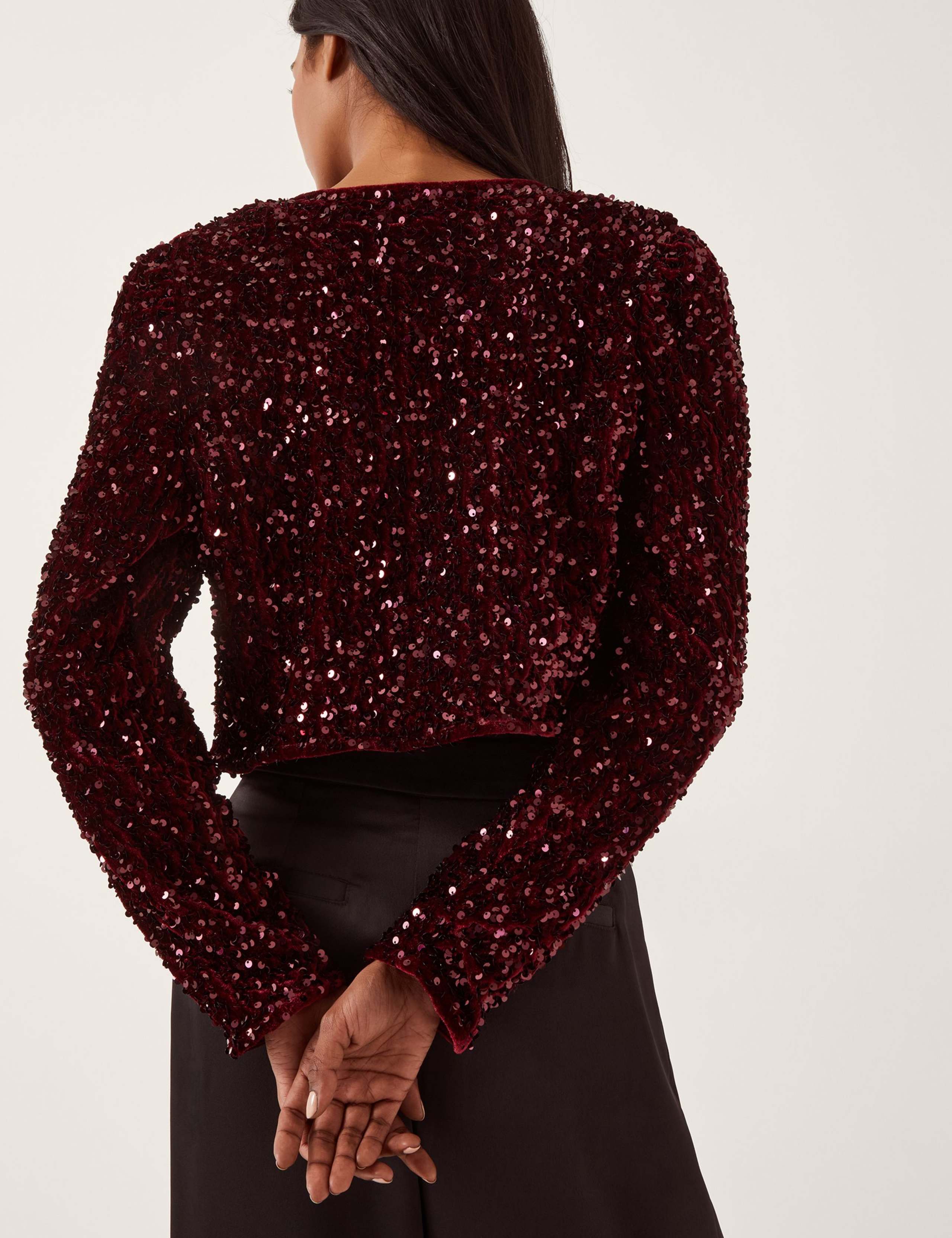Sequin Embellished Collarless Jacket 3 of 4