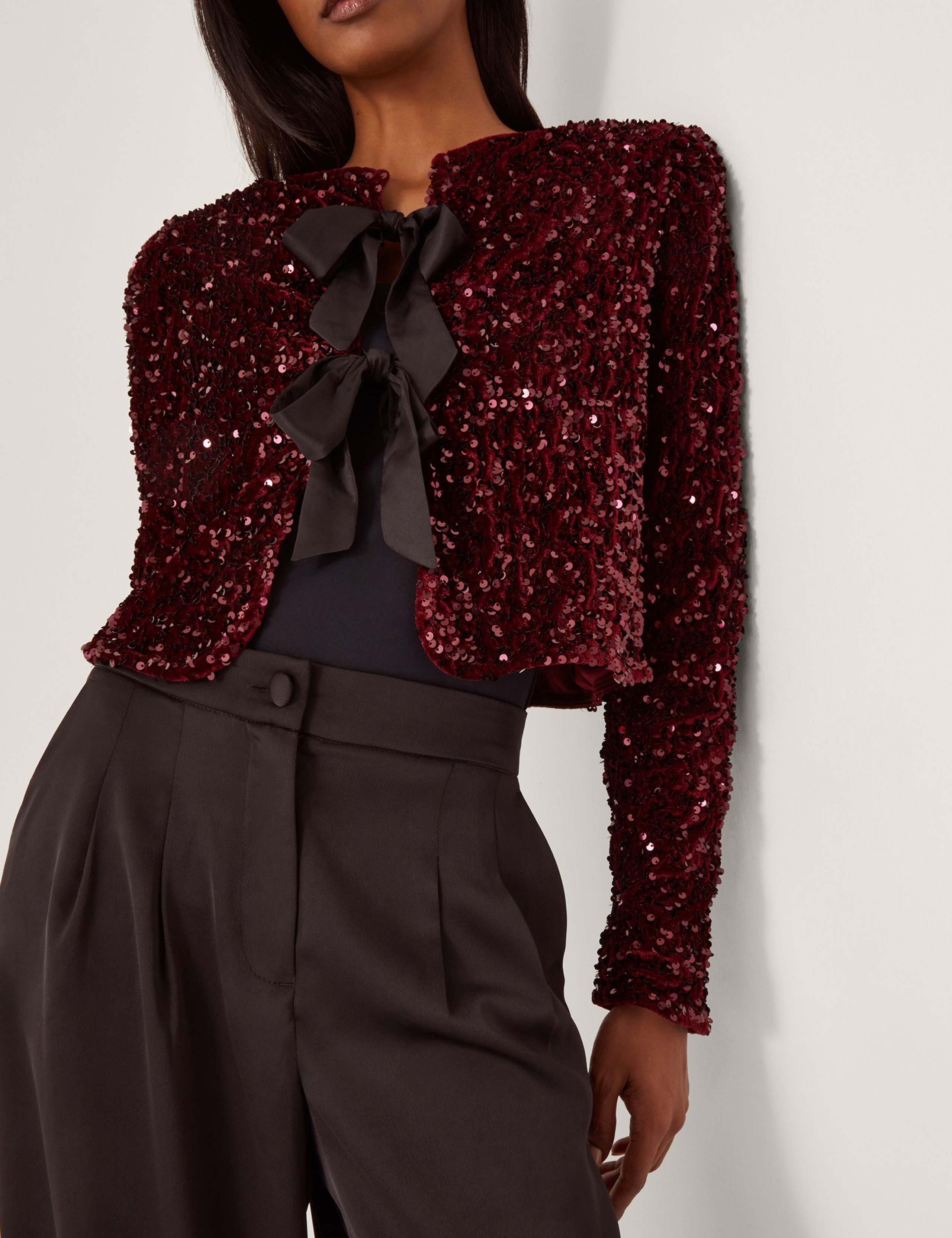 Sequin Embellished Collarless Jacket 4 of 4