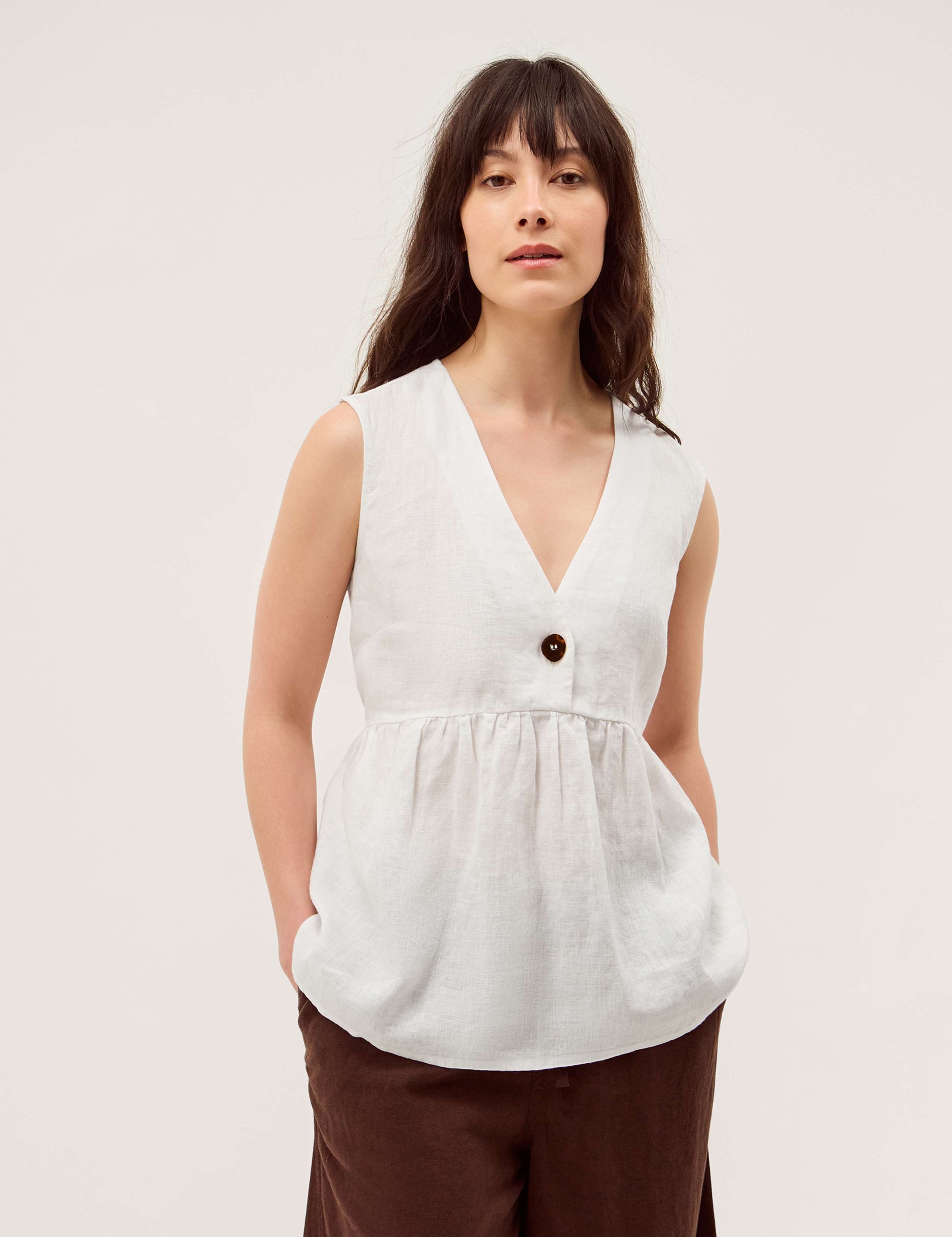 Pure Linen V-Neck Blouse 1 of 5