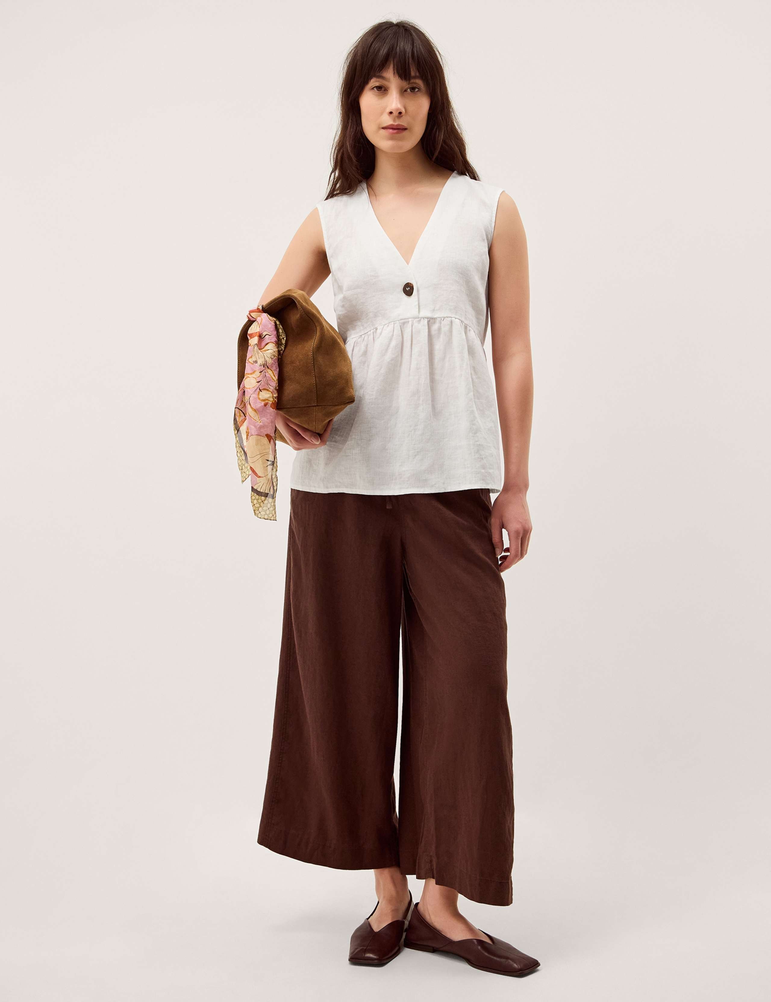 Pure Linen V-Neck Blouse 3 of 5