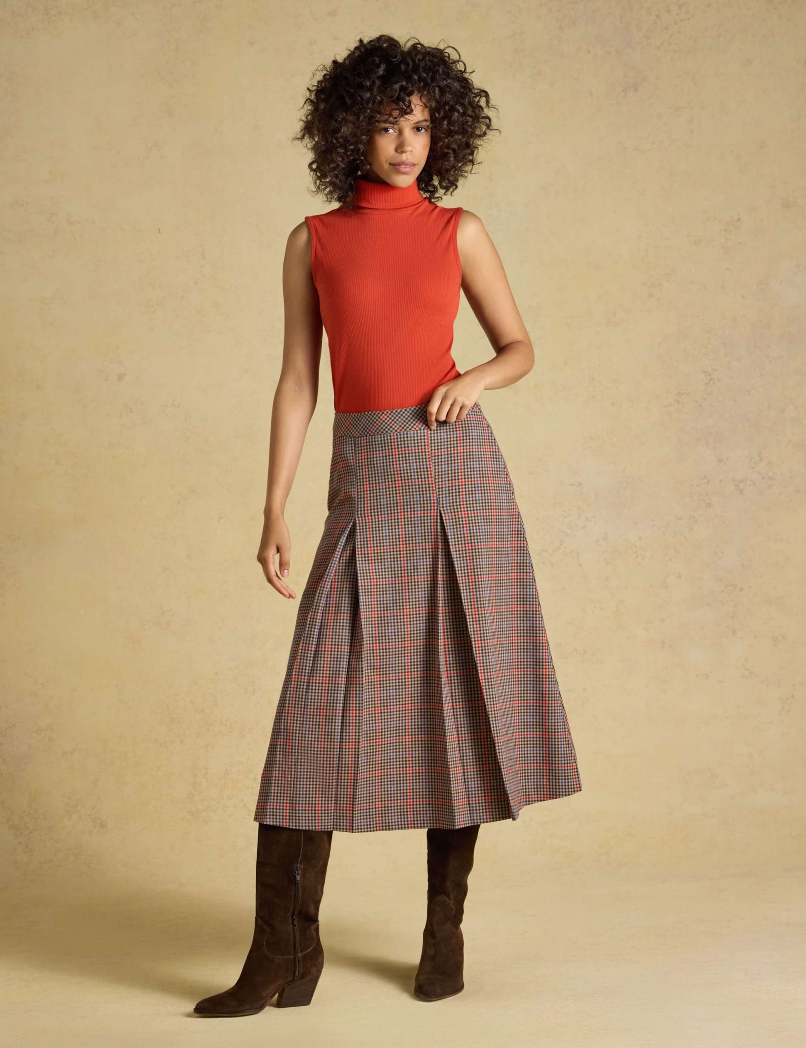 Checked Pleated A Line Skirt 4 of 7