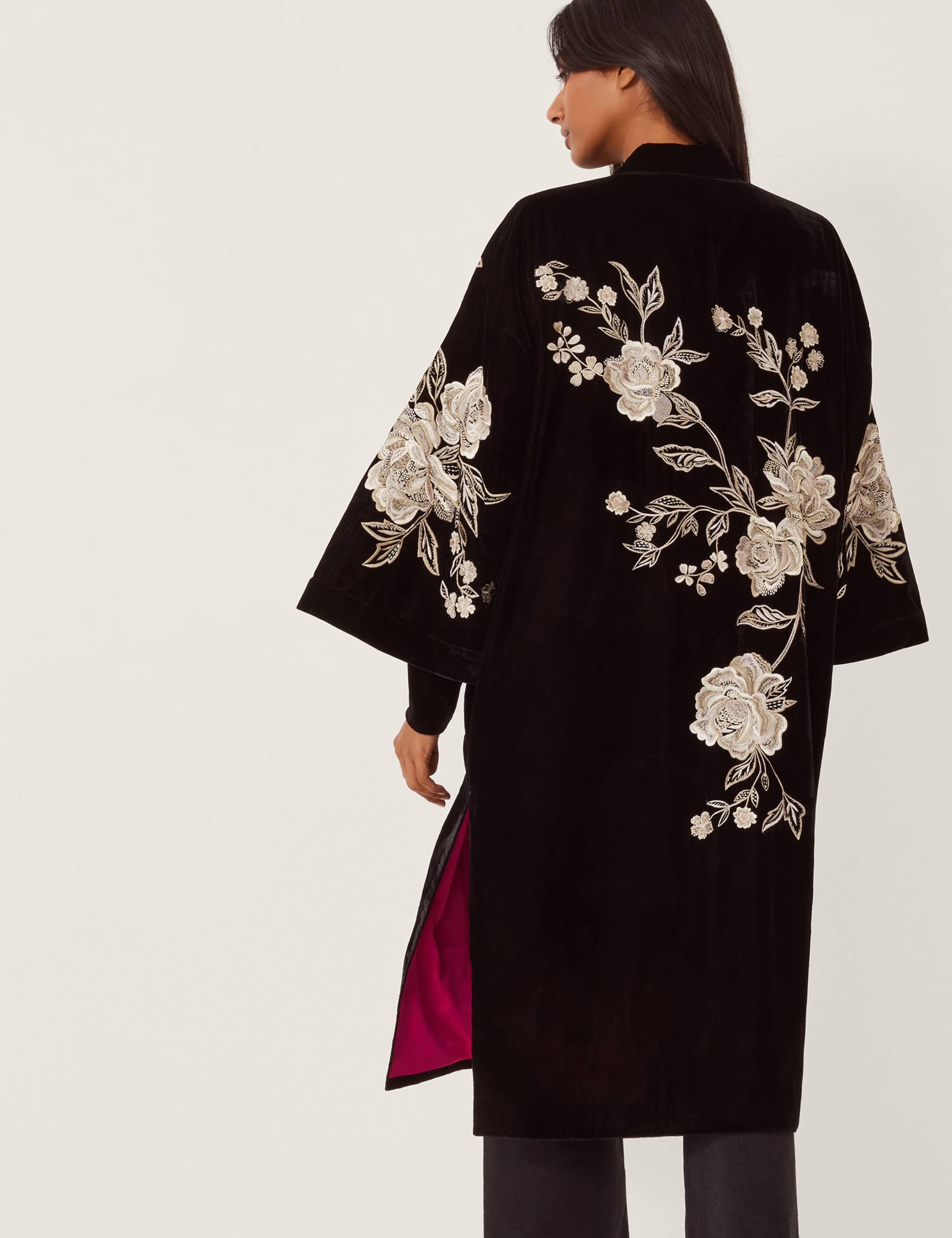 Velvet Embroidered Longline Kimono 3 of 5