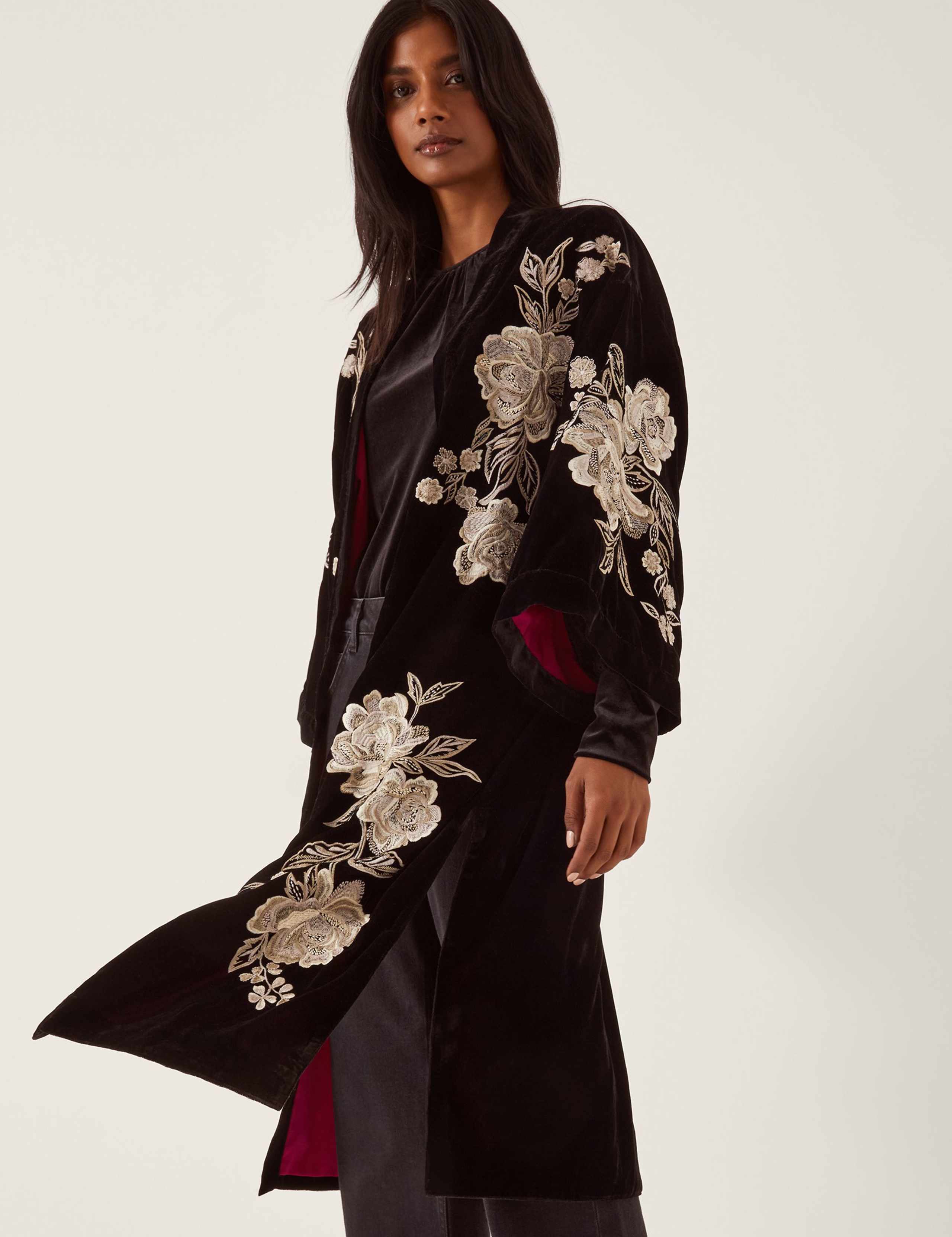 Velvet Embroidered Longline Kimono 5 of 5