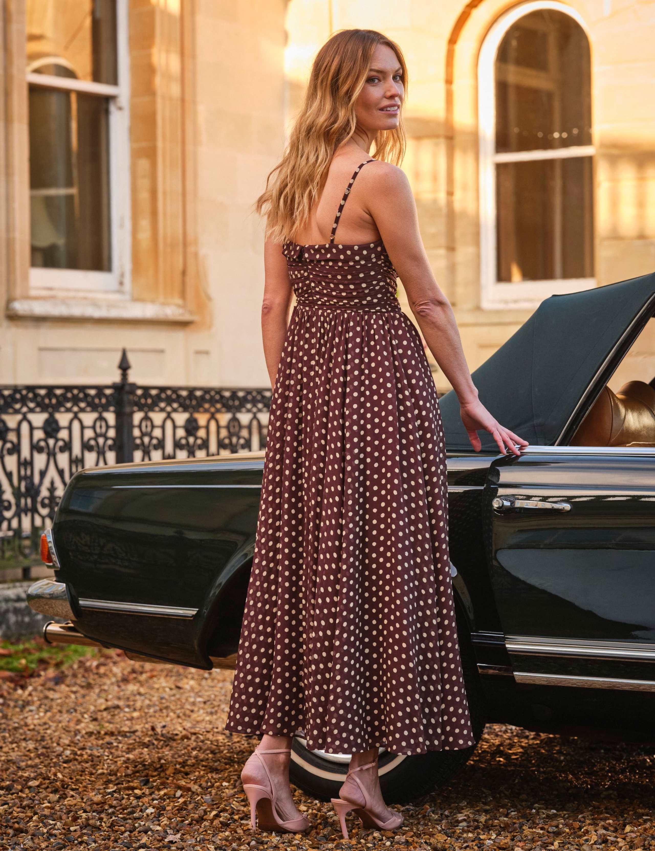 Polka Dot Square Neck Maxi Skater Dress 3 of 9