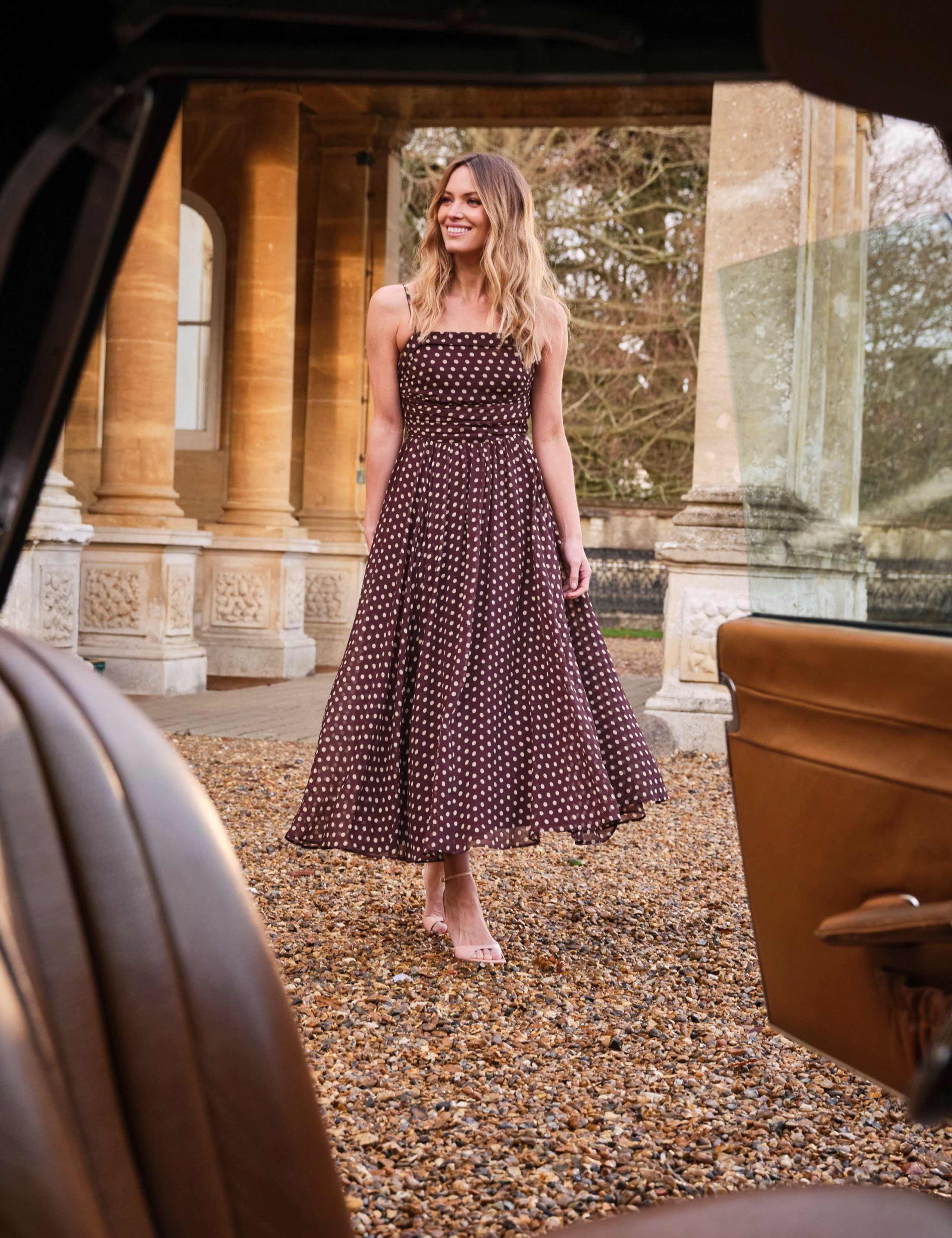 Polka Dot Square Neck Maxi Skater Dress 4 of 9