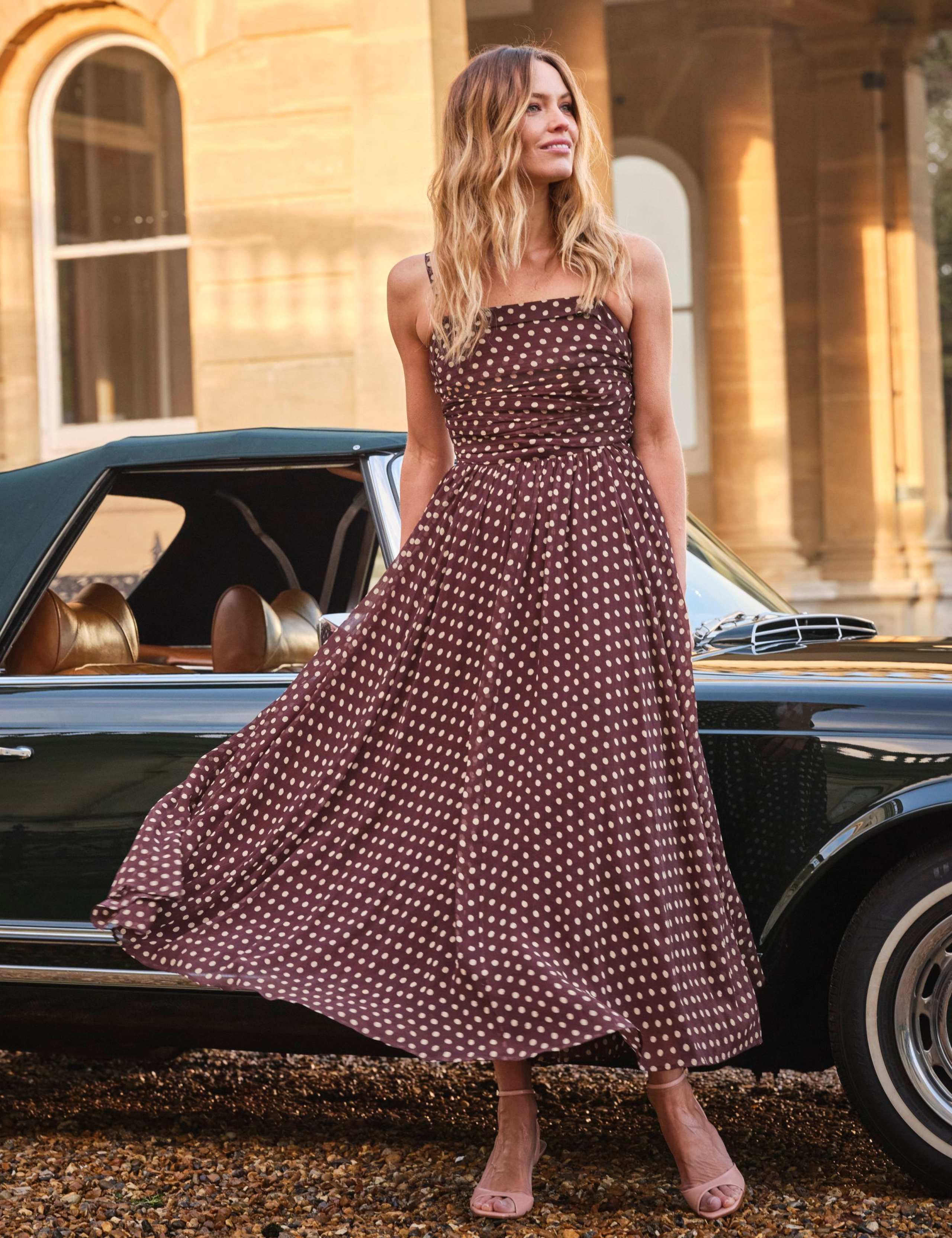 Polka Dot Square Neck Maxi Skater Dress 7 of 9