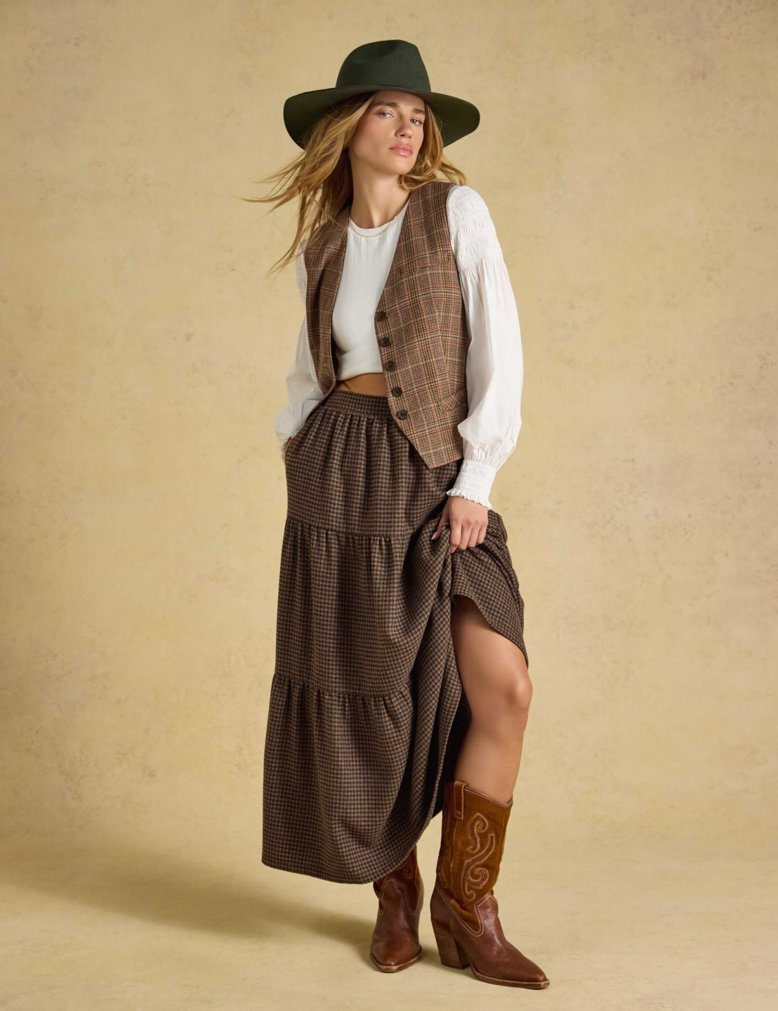 Houndstooth Tiered Maxi Skirt 5 of 6