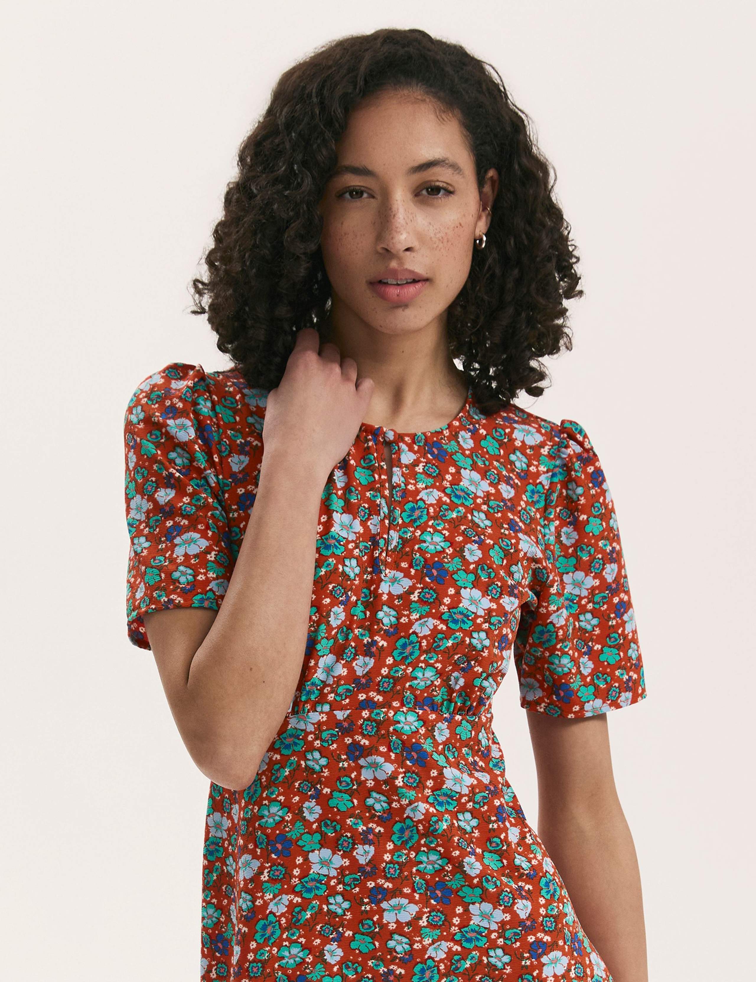Floral Round Neck Midi Tea Dress 4 of 4