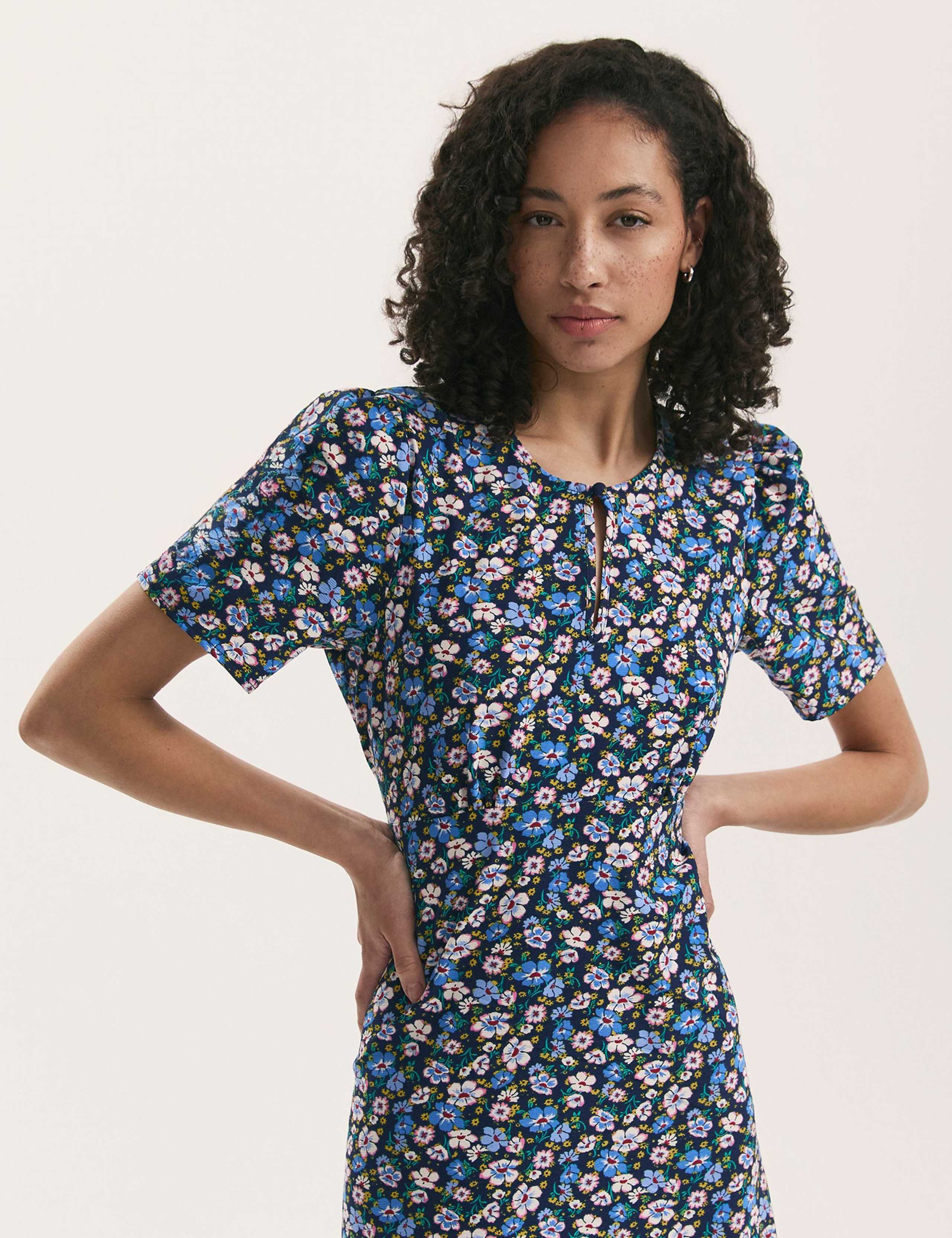 Floral Round Neck Midi Tea Dress 4 of 4