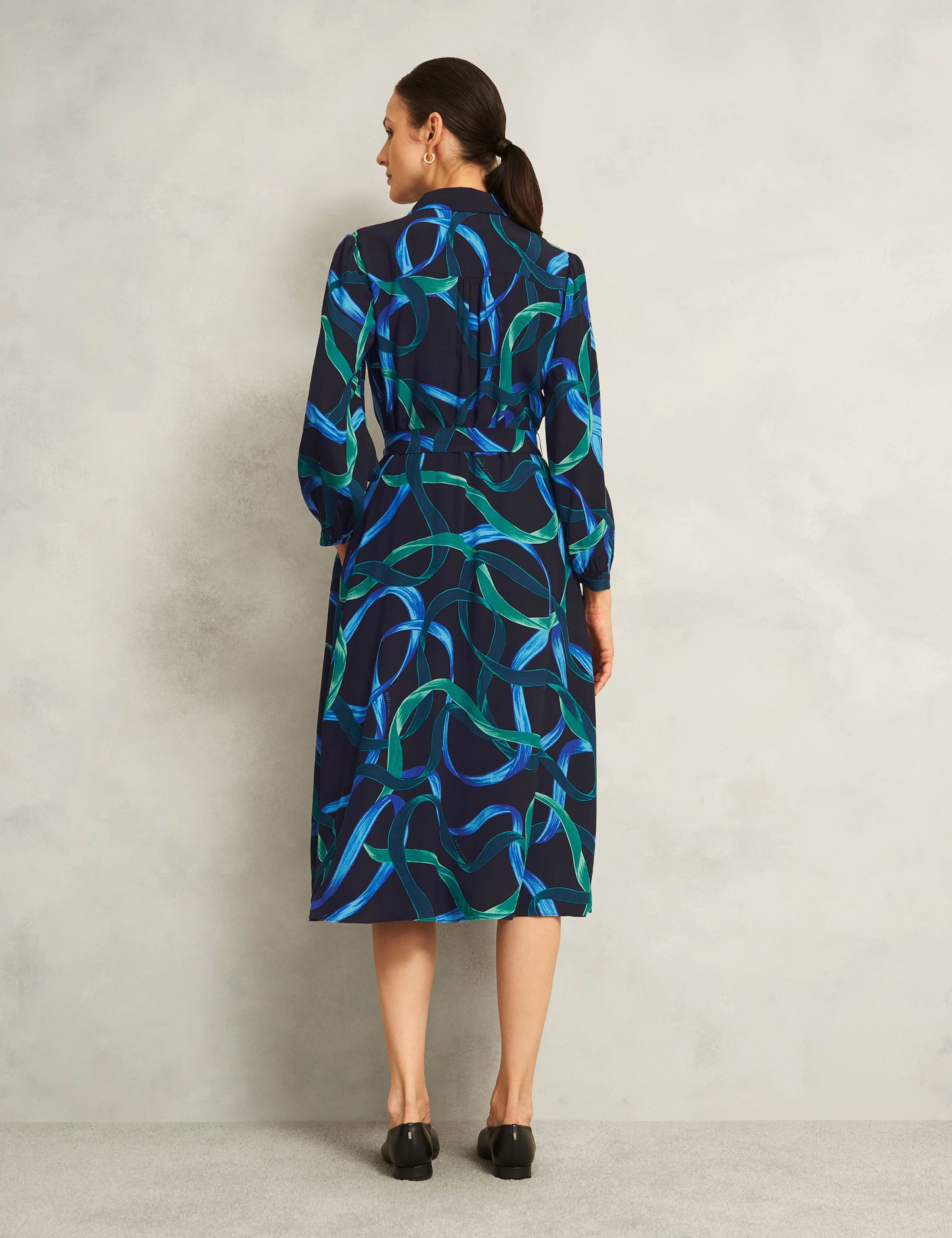 Printed Button Through Tie Waist Shirt Dress 7 of 7