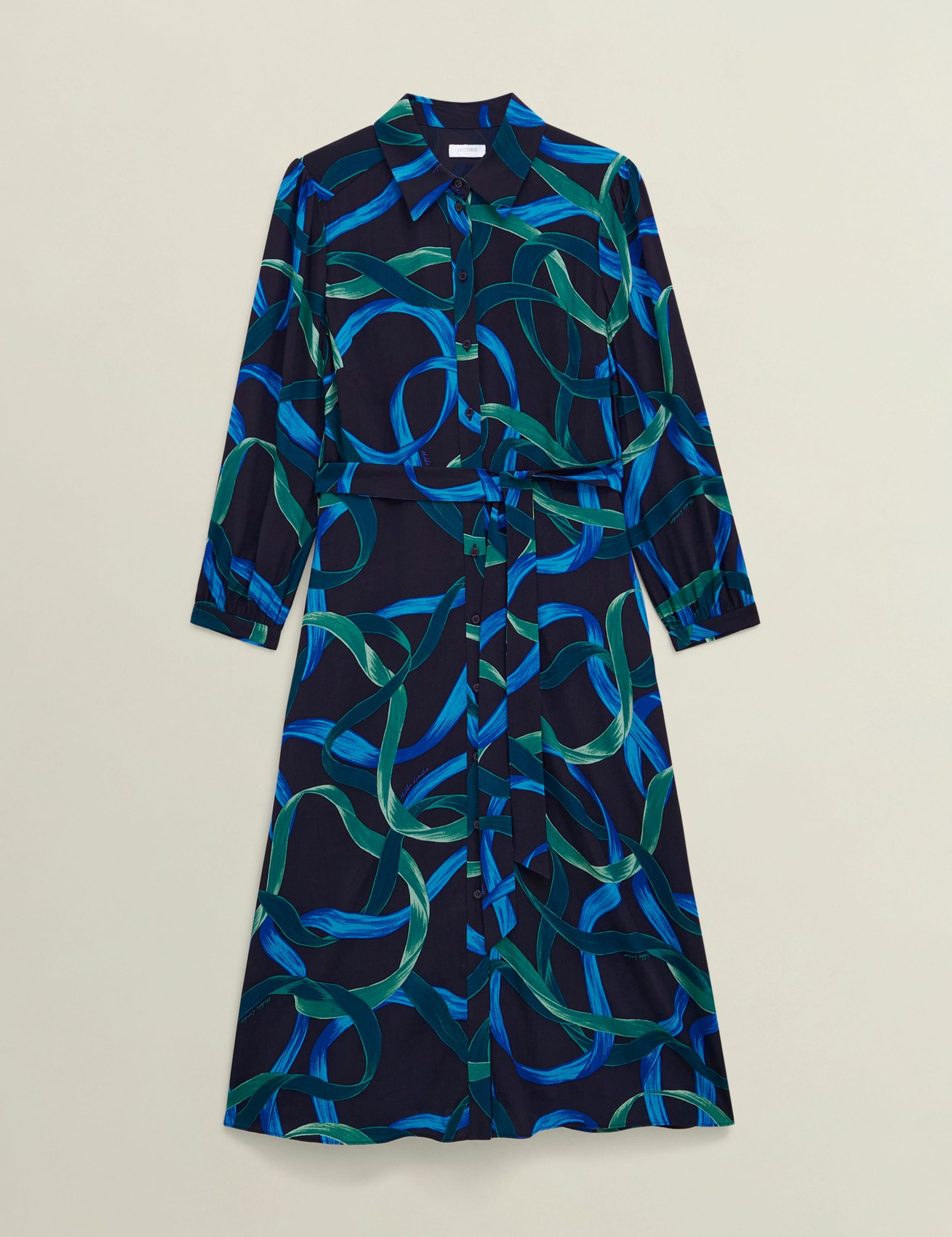 Printed Button Through Tie Waist Shirt Dress 2 of 7