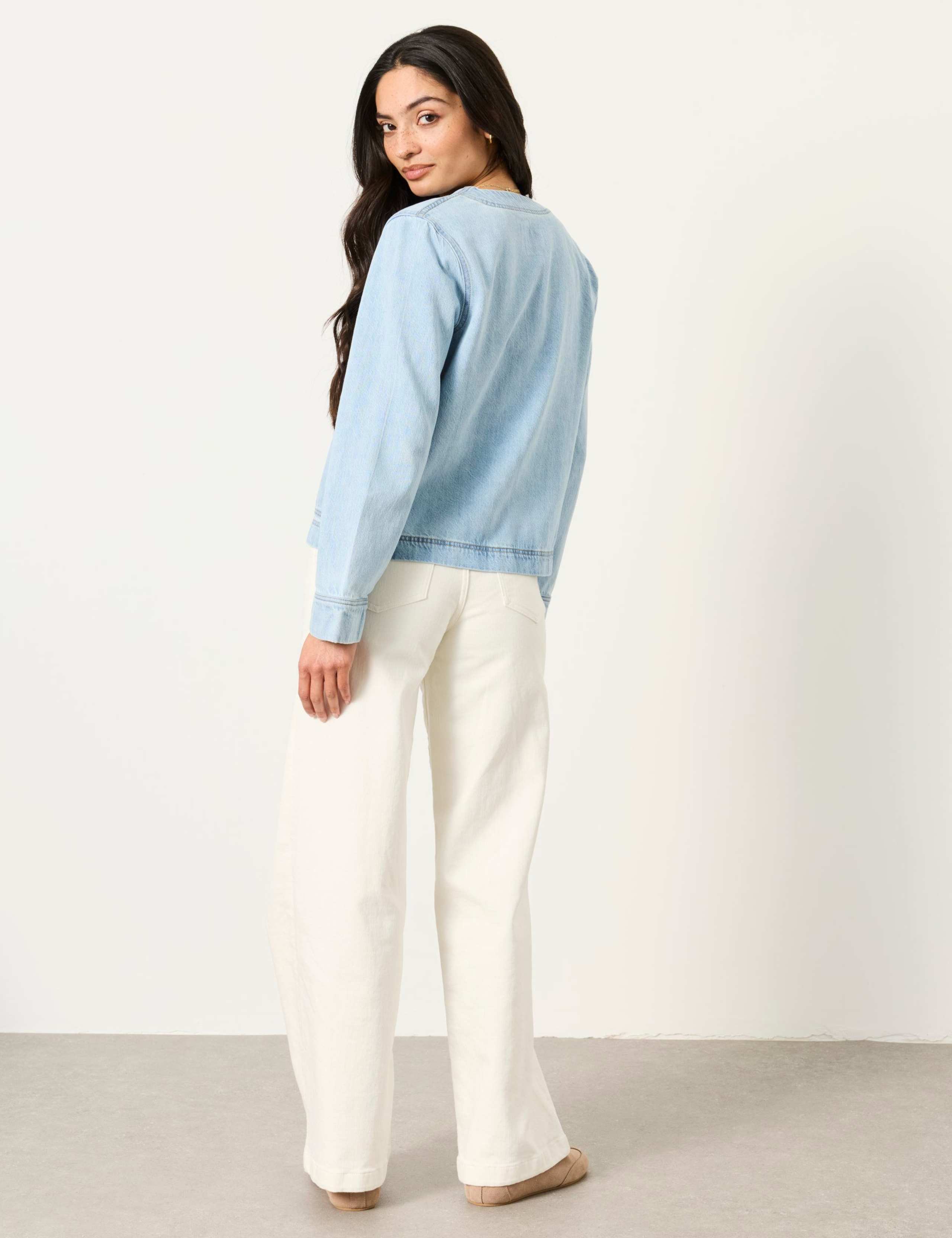 Pure Cotton Denim V-Neck Jacket 3 of 5