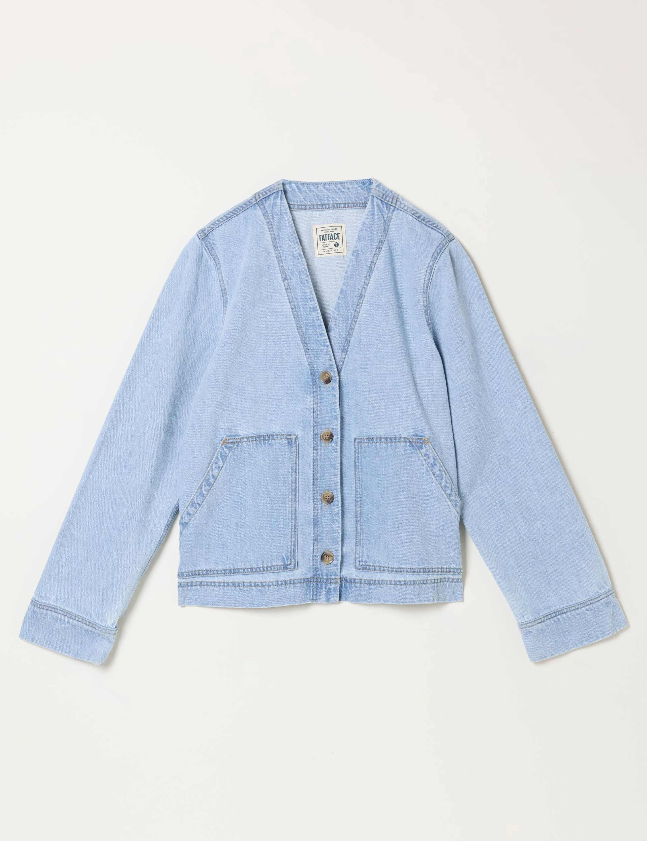 Pure Cotton Denim V-Neck Jacket 2 of 5