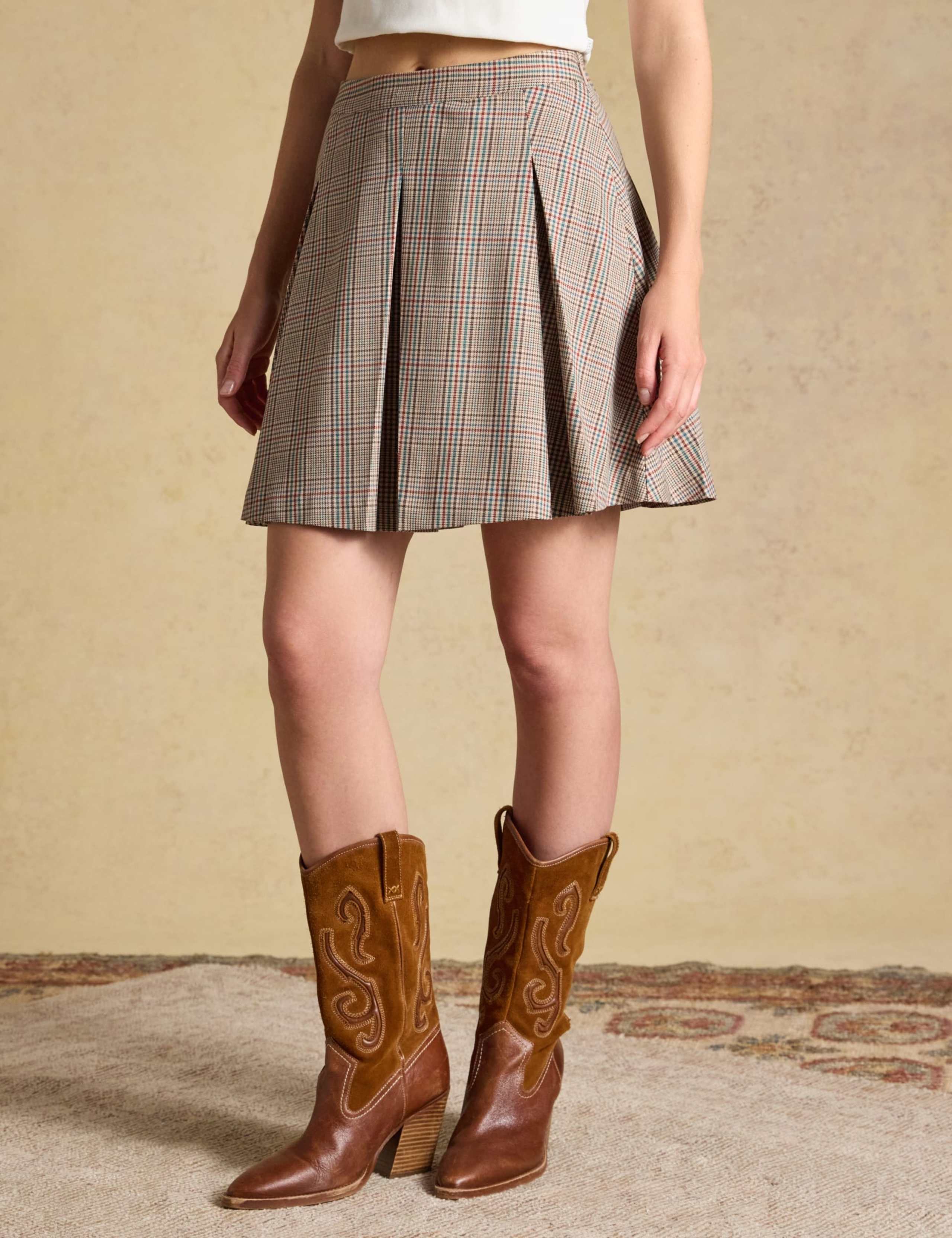 Pleated Check Mini Skirt 1 of 6