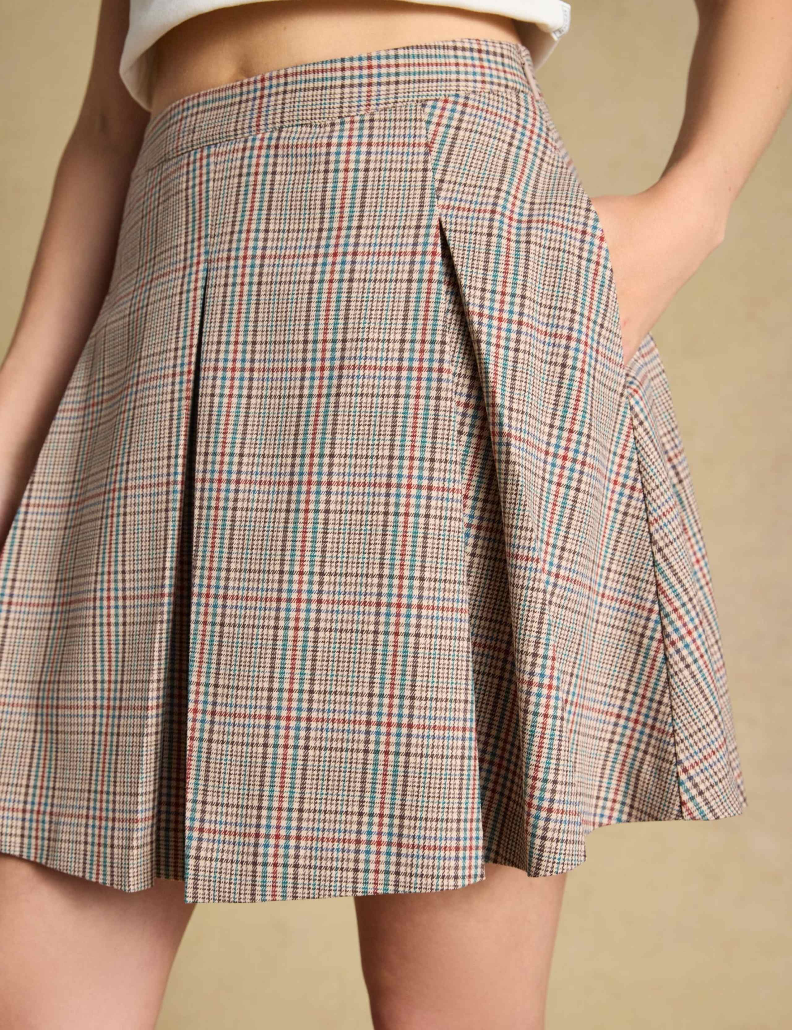 Pleated Check Mini Skirt 2 of 6