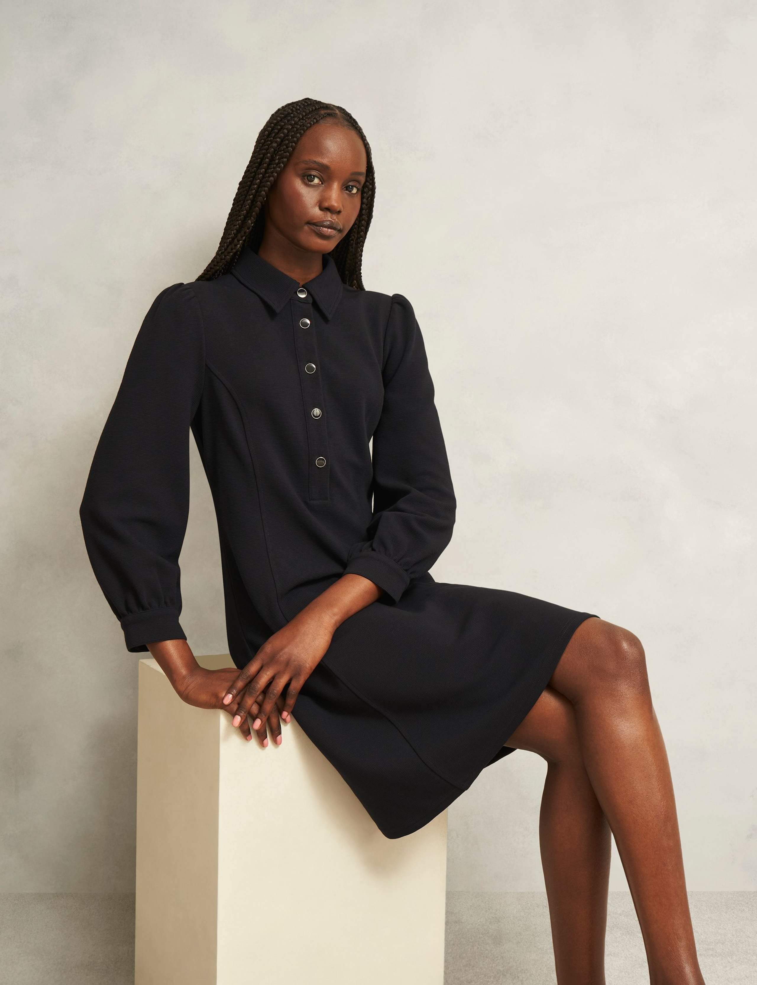 Cotton Rich Collared Mini Shift Dress 4 of 5