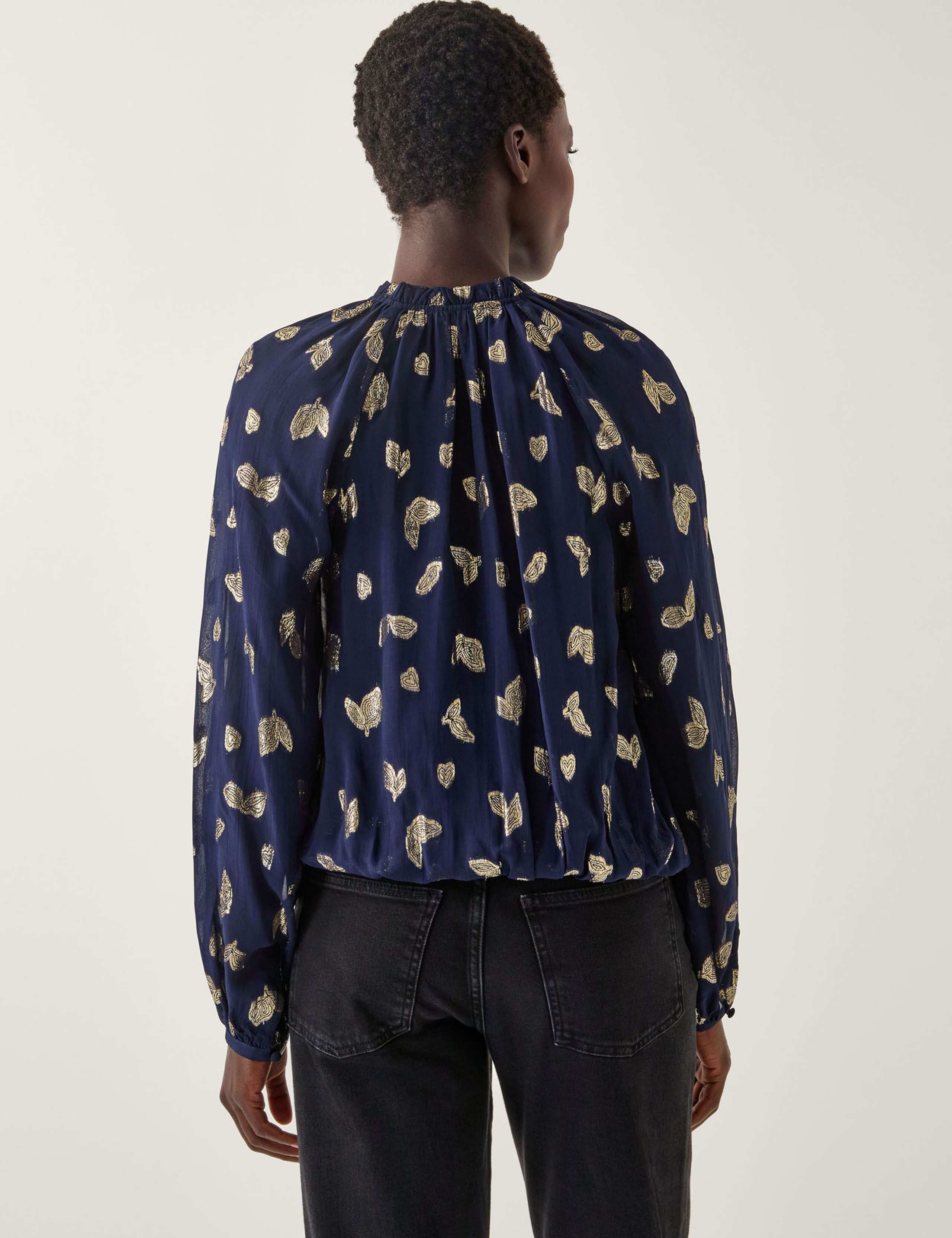Printed Tie Neck Blouse 3 of 4