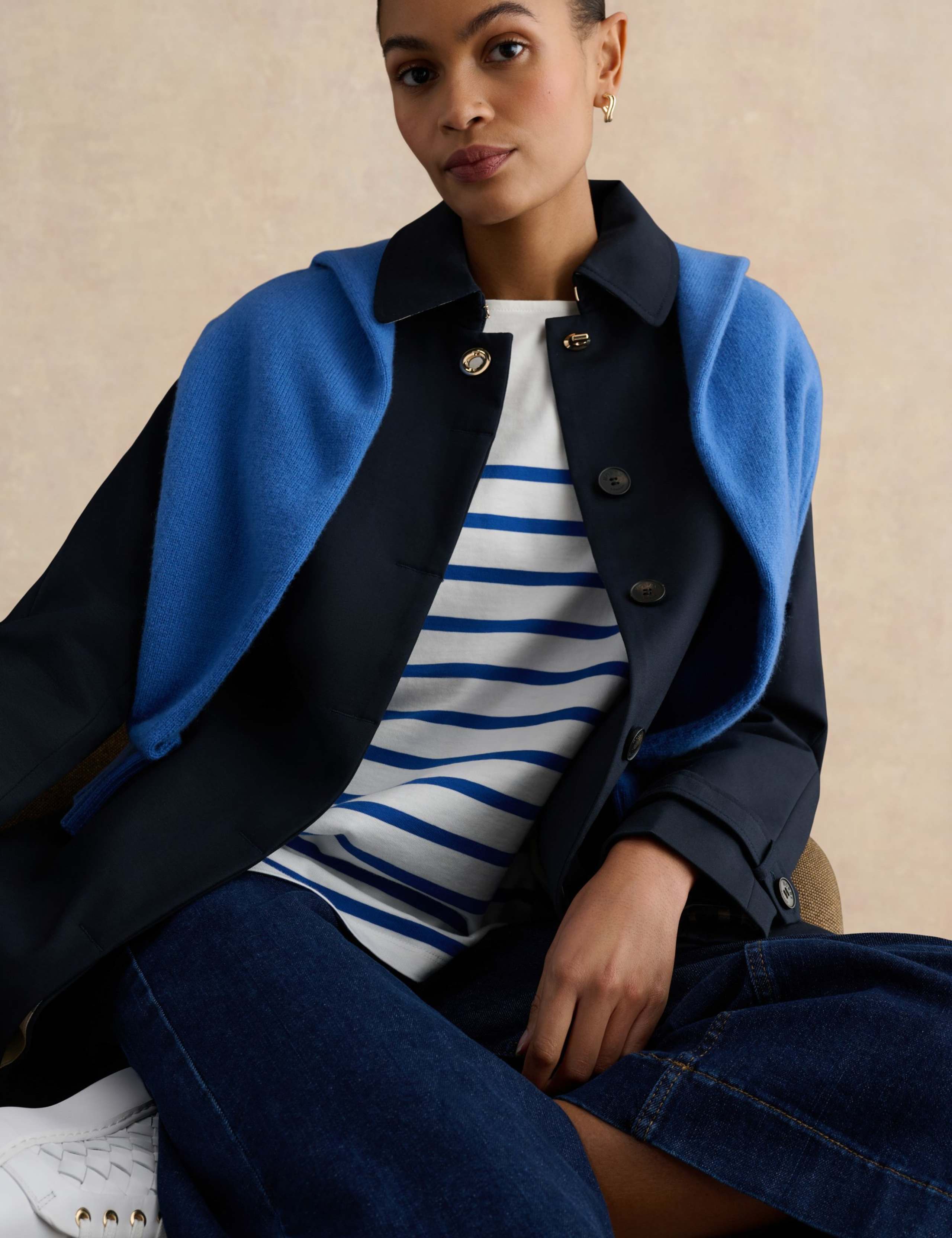 Pure Cotton Striped Slash Neck Top 3 of 5