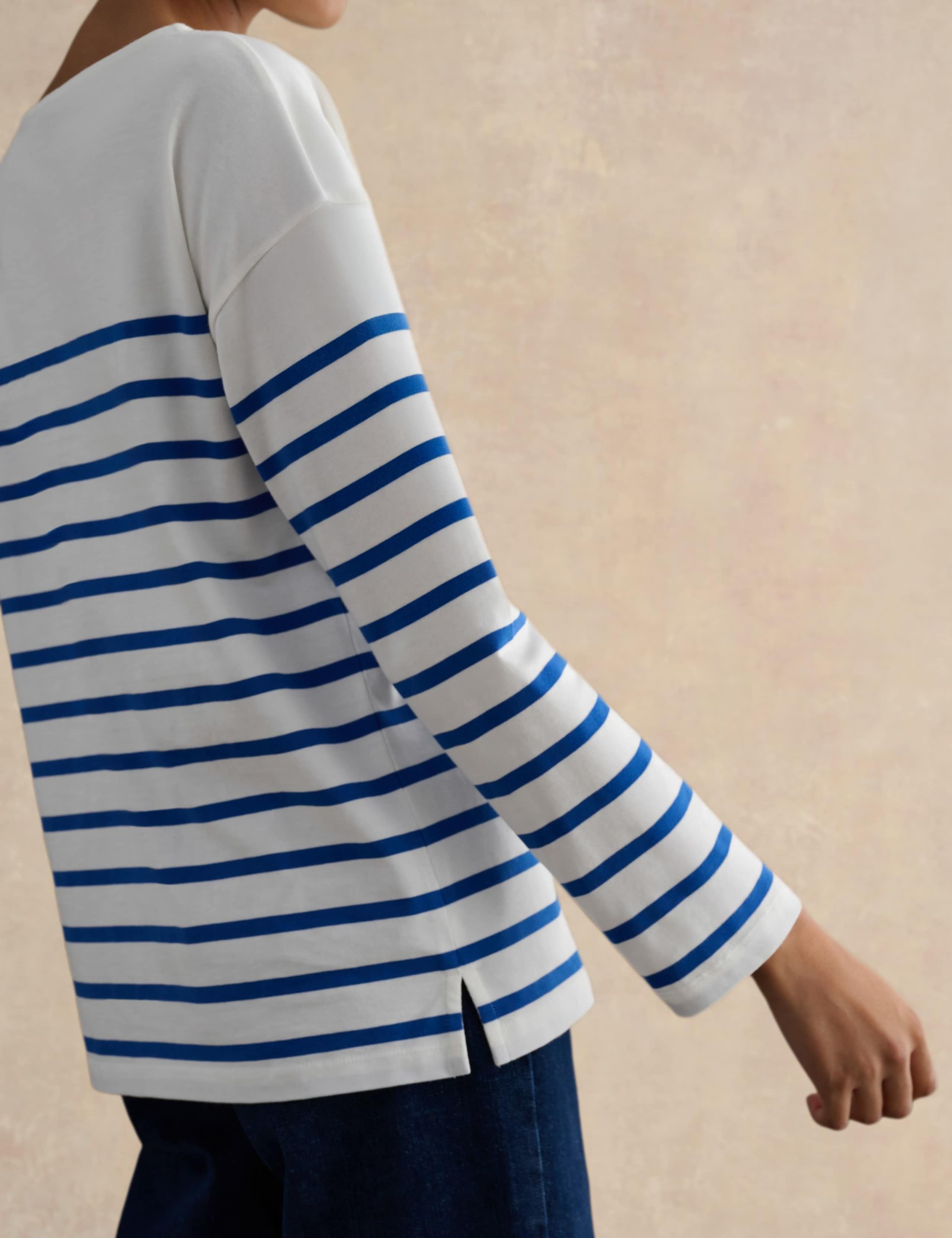 Pure Cotton Striped Slash Neck Top 5 of 5