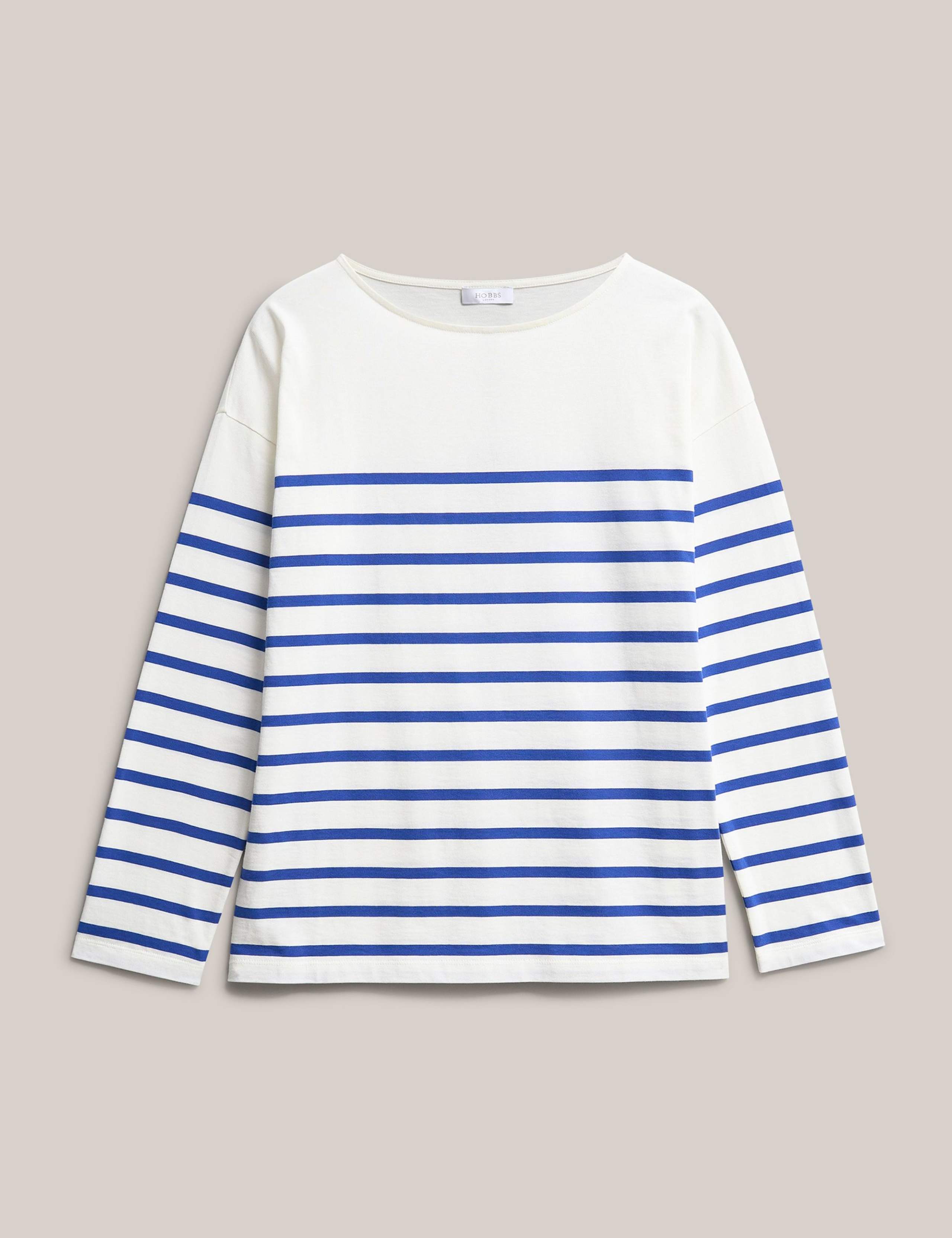 Pure Cotton Striped Slash Neck Top 2 of 5