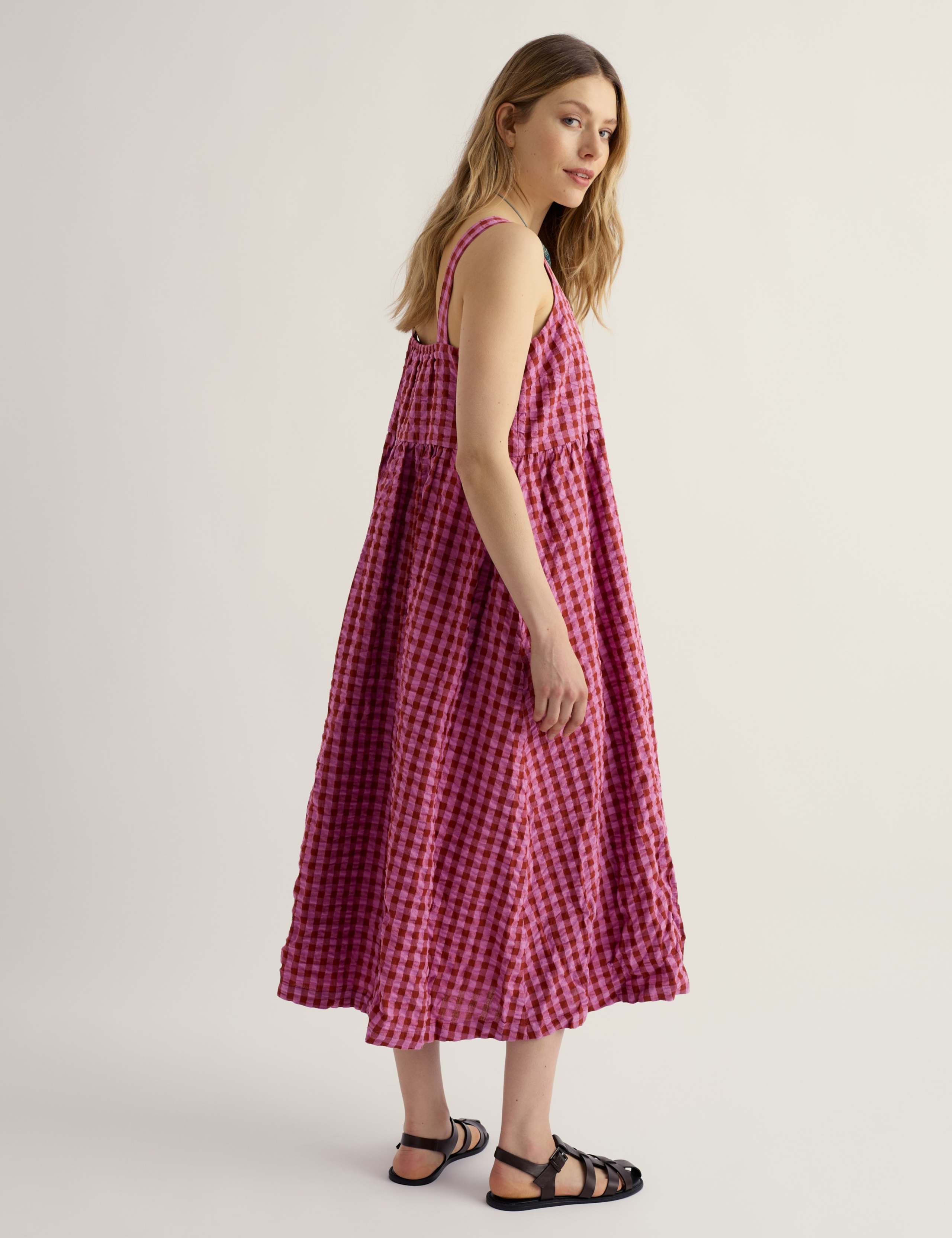 Pure Cotton Gingham Square Neck Midi Dress 4 of 5