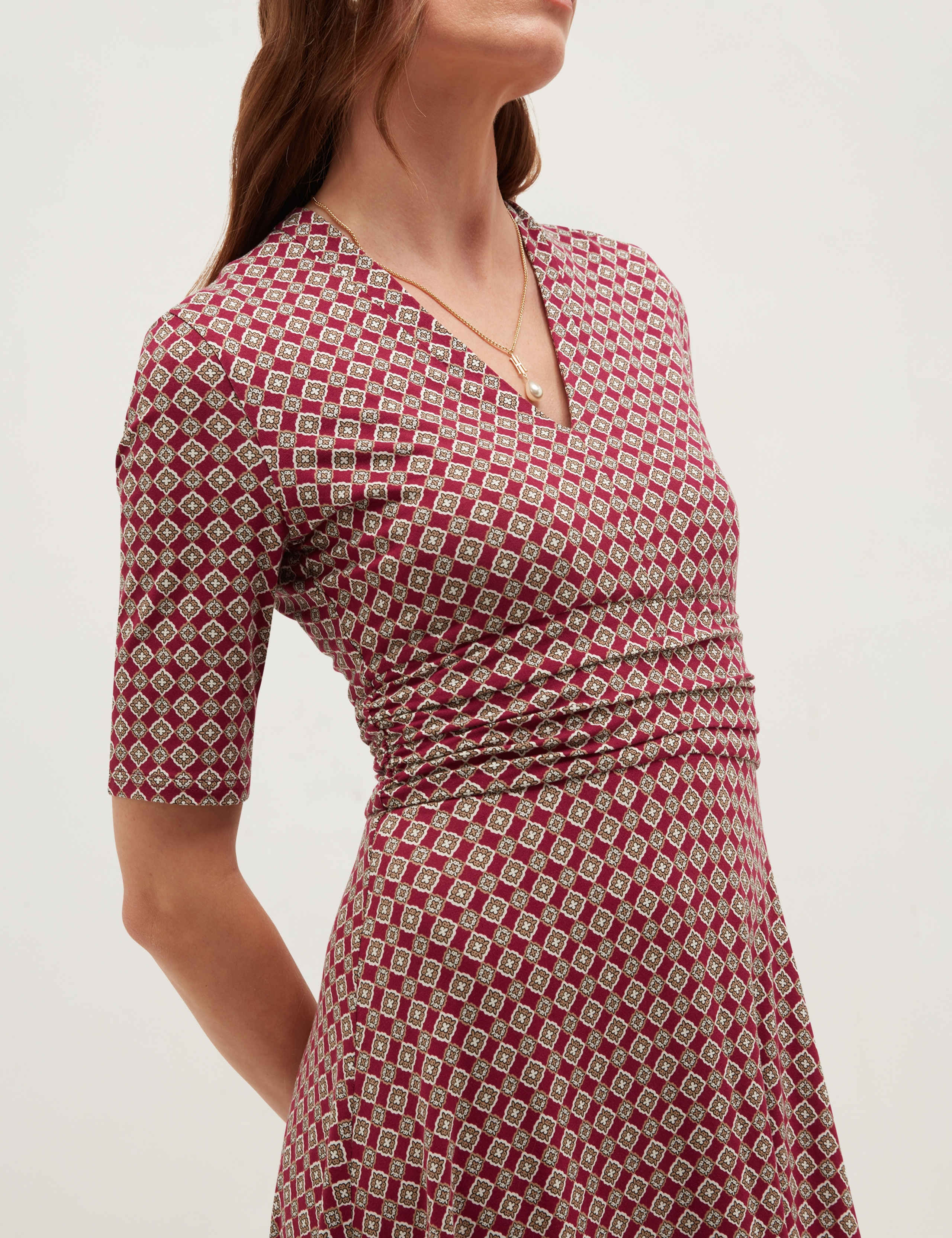 Jersey Printed V-Neck Midi Skater Dress 3 of 5