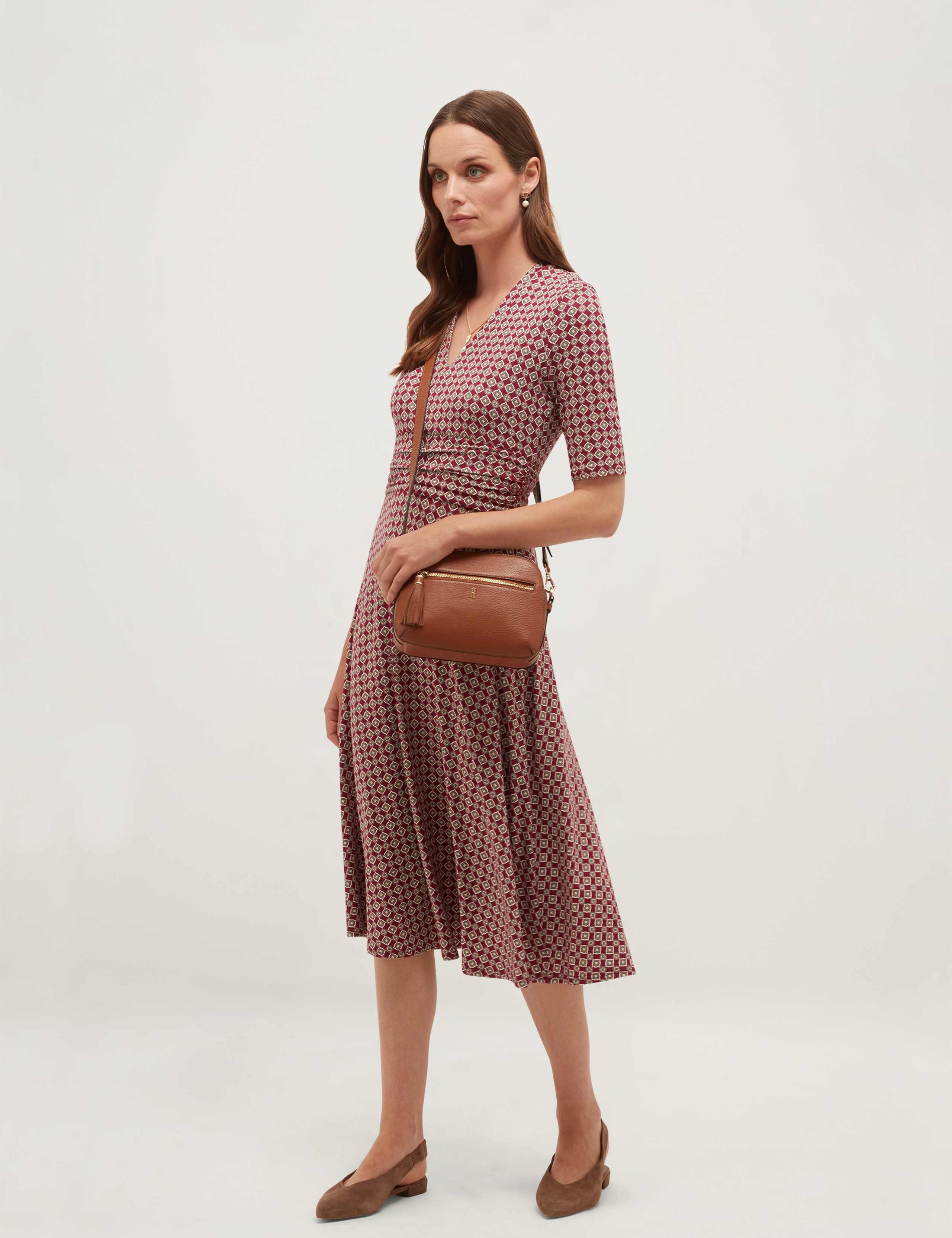 Jersey Printed V-Neck Midi Skater Dress 4 of 5