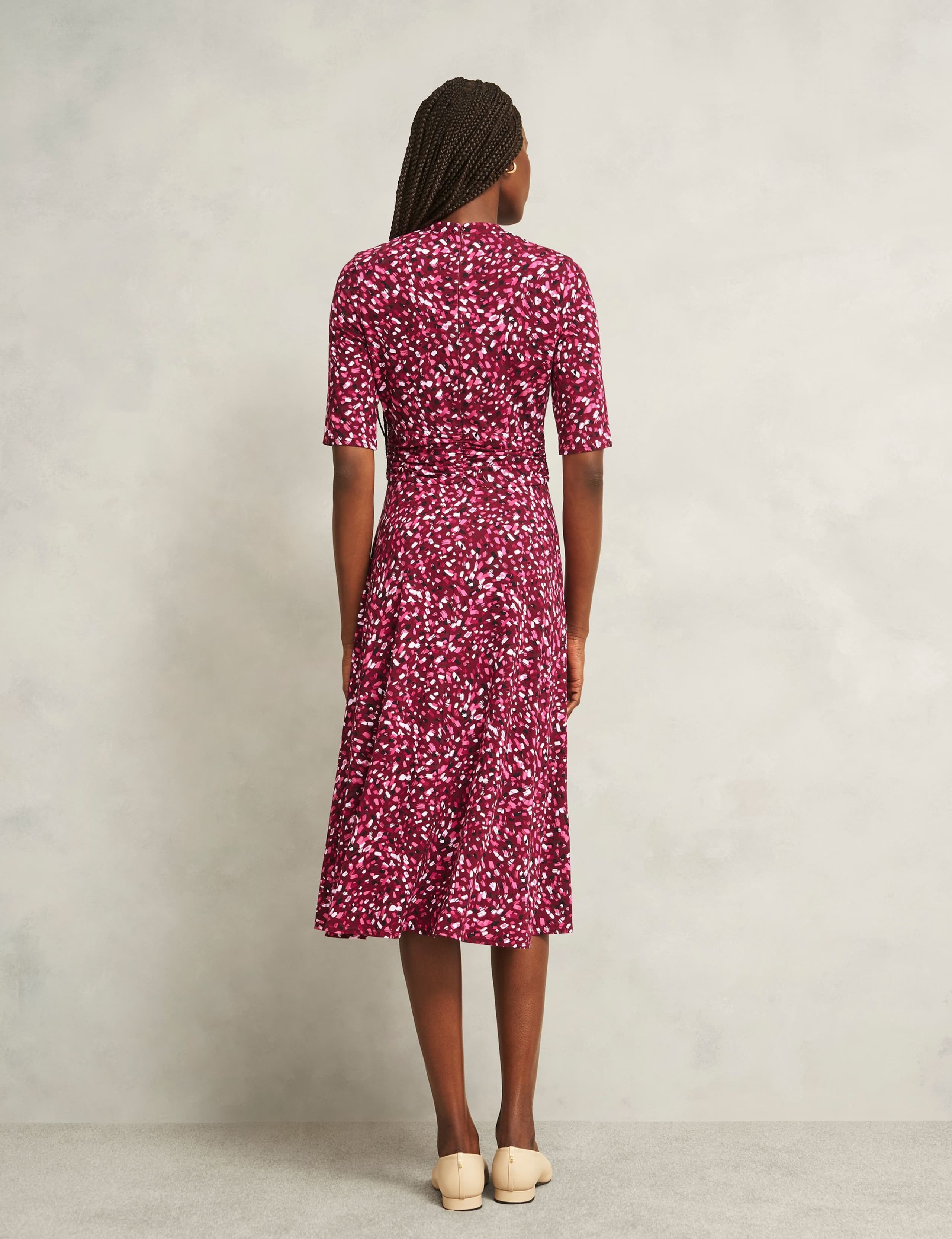 Jersey Printed V-Neck Midi Skater Dress 4 of 5