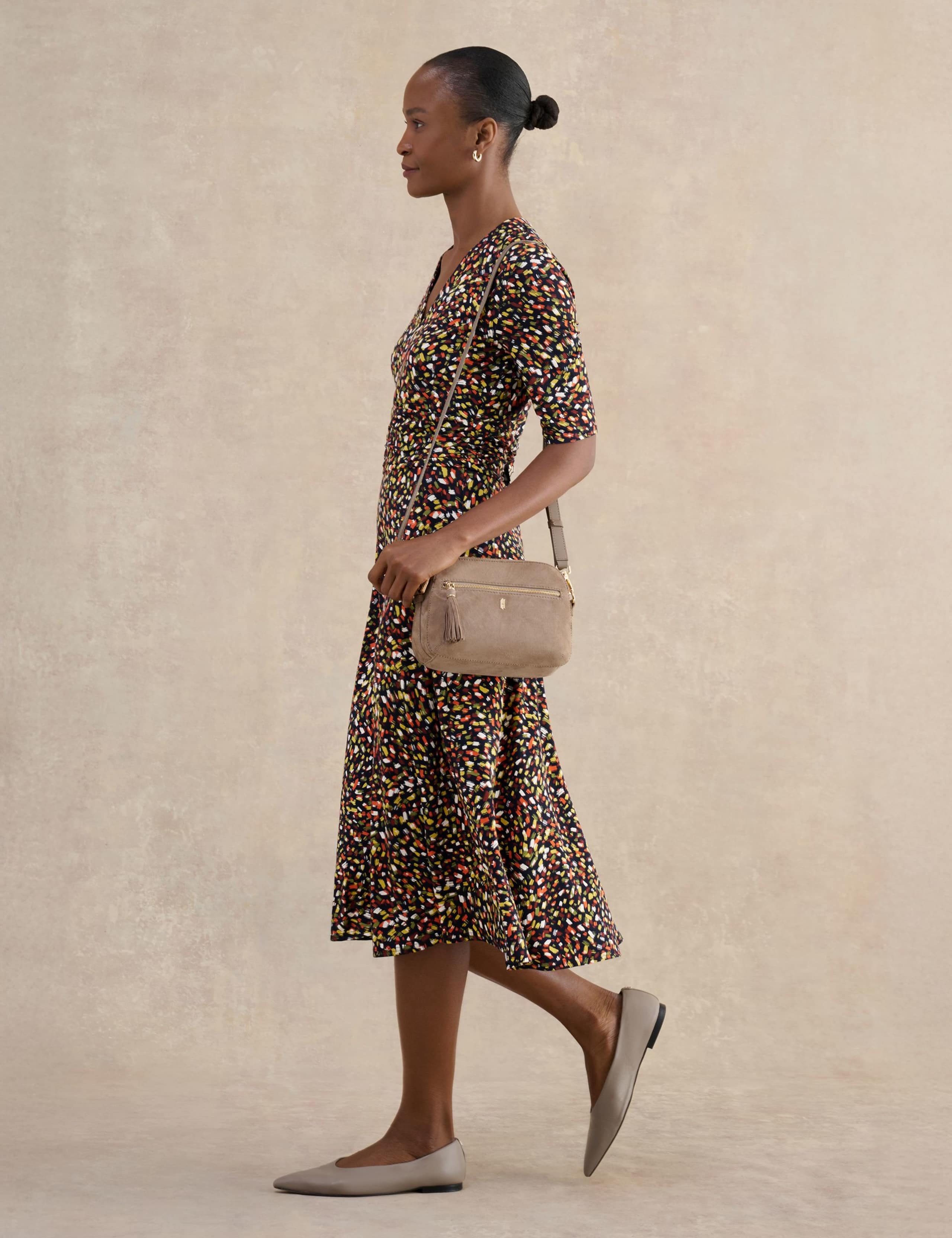 Jersey Printed V-Neck Midi Skater Dress 3 of 5