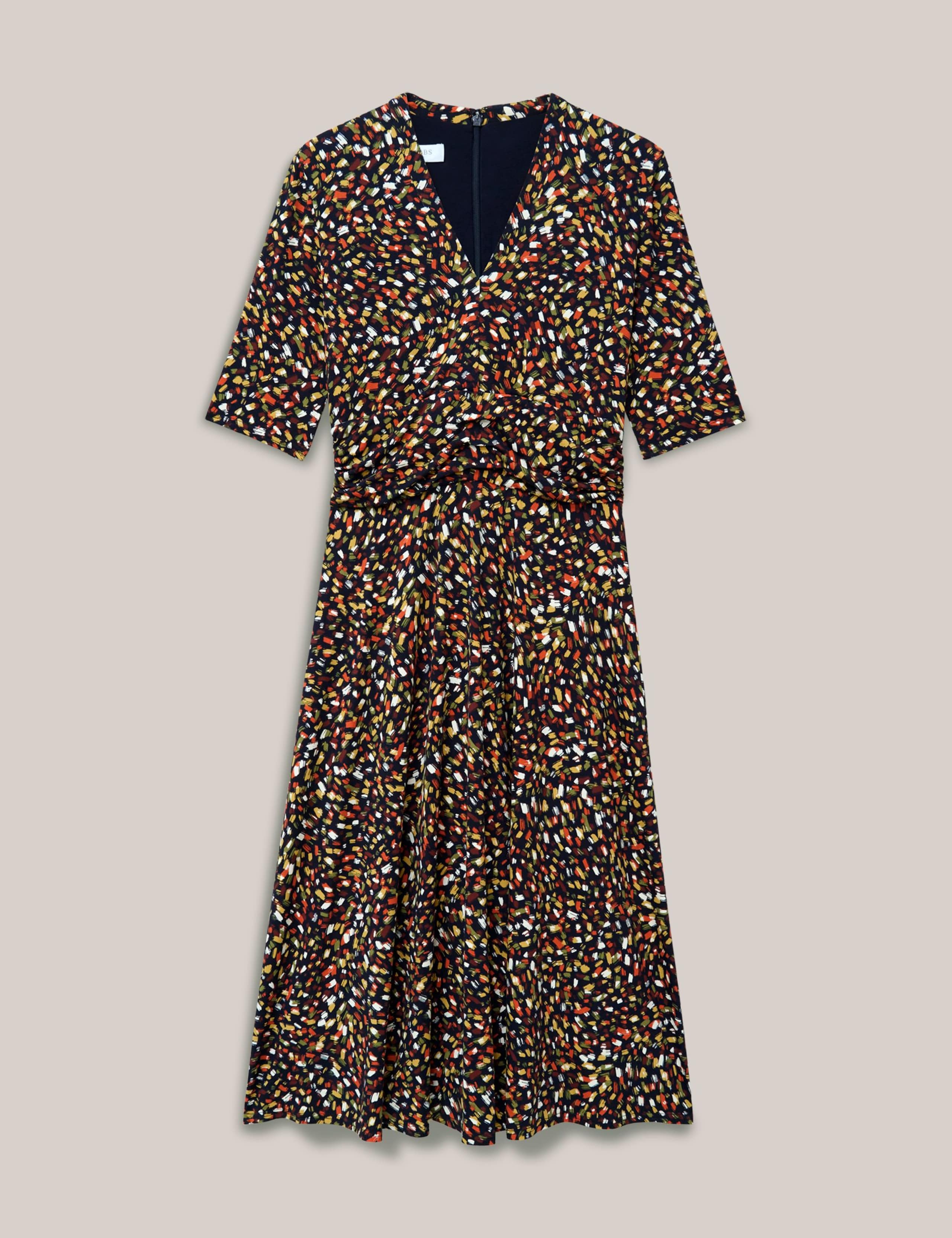 Jersey Printed V-Neck Midi Skater Dress 2 of 5