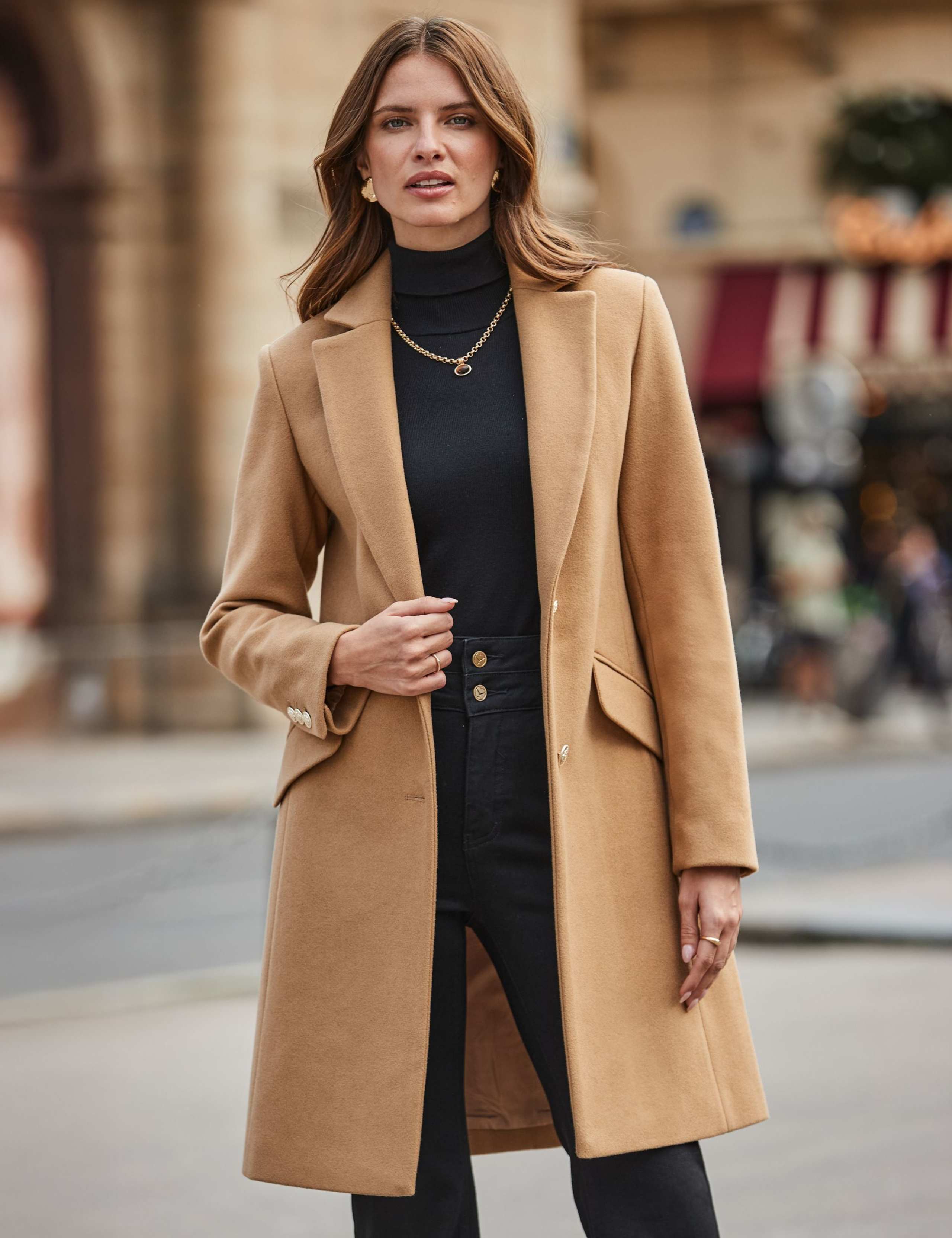 Single Breasted Crest Button Tailored Coat 4 of 8