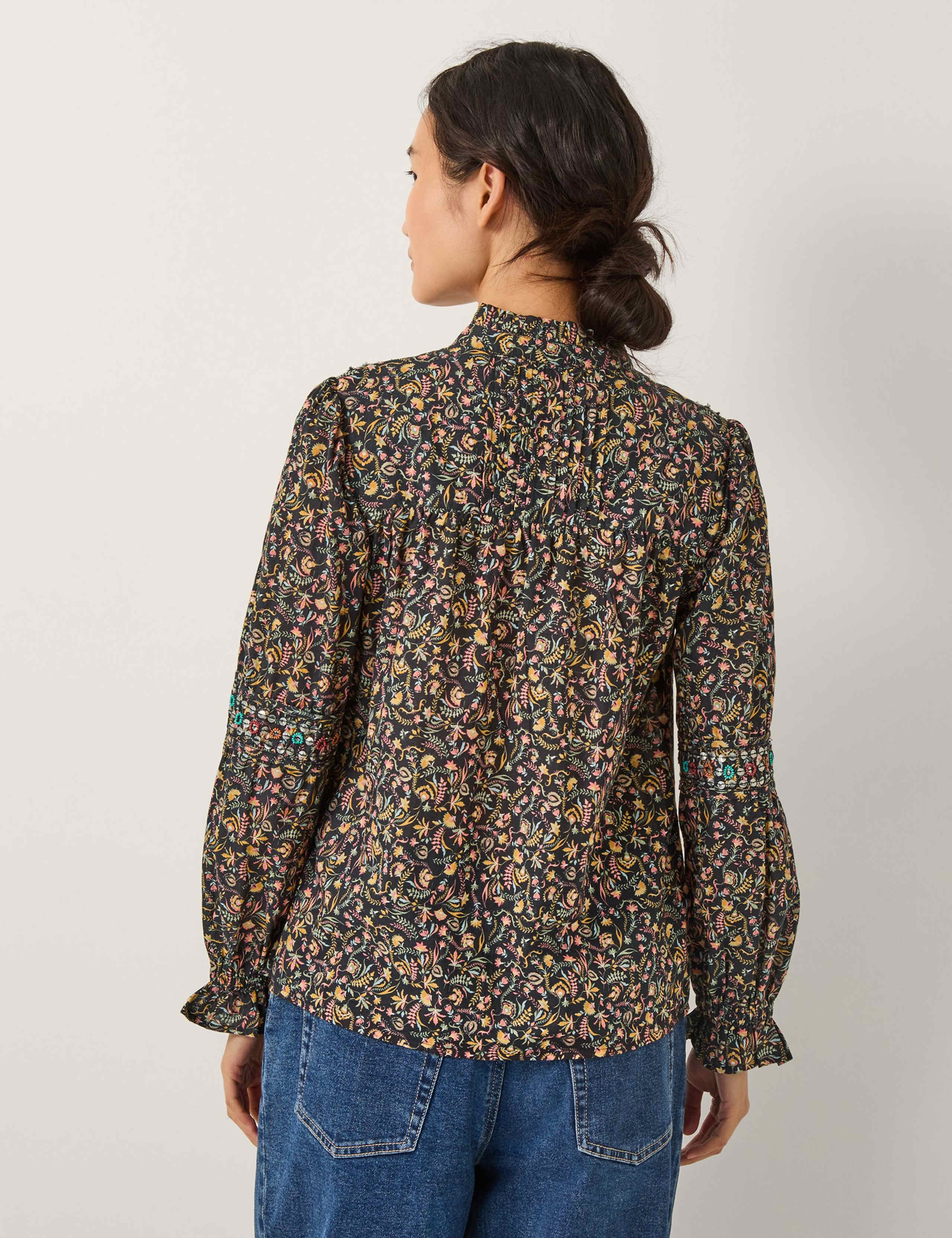Pure Cotton Floral V-Neck Blouse 3 of 5