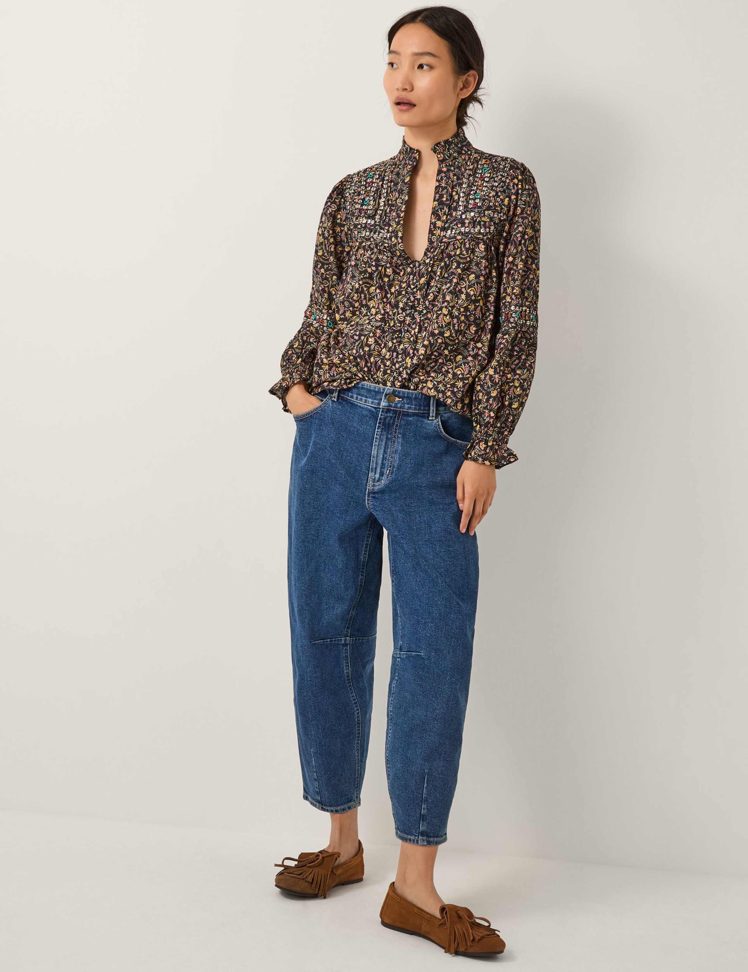 Pure Cotton Floral V-Neck Blouse 5 of 5