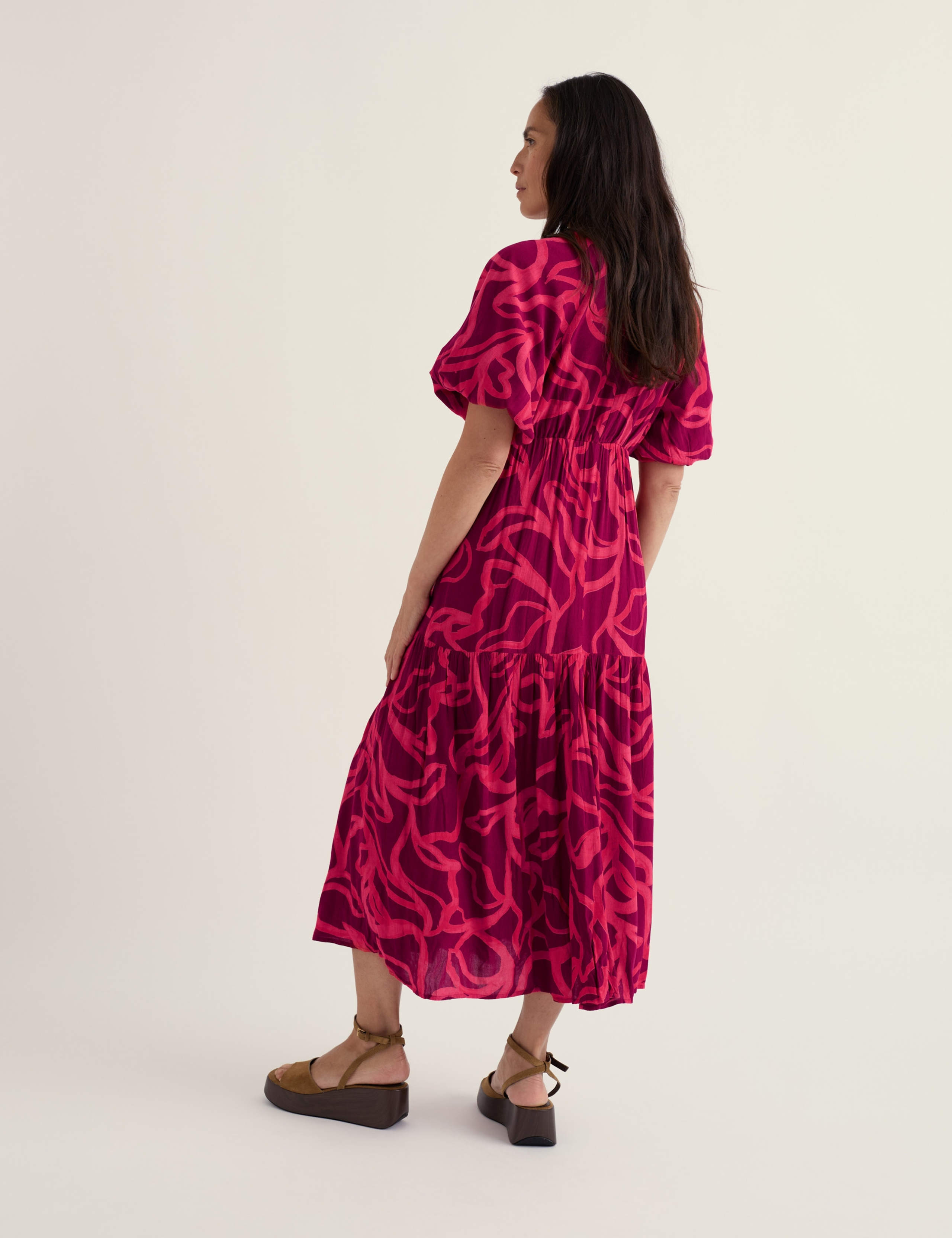 Printed Empire Line Midi Tiered Dress 3 of 5