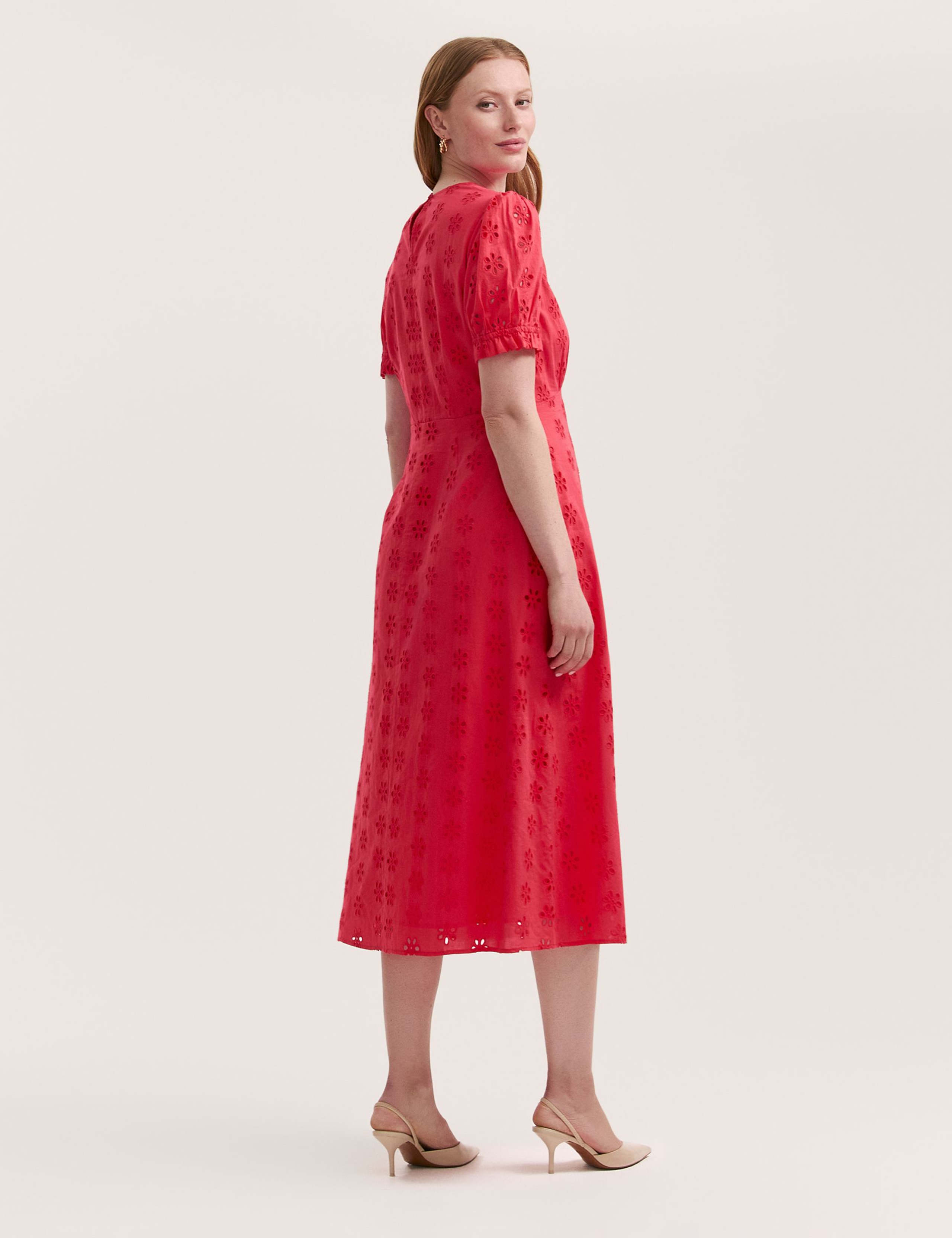 Pure Cotton Embroidered Midi Tea Dress 2 of 4