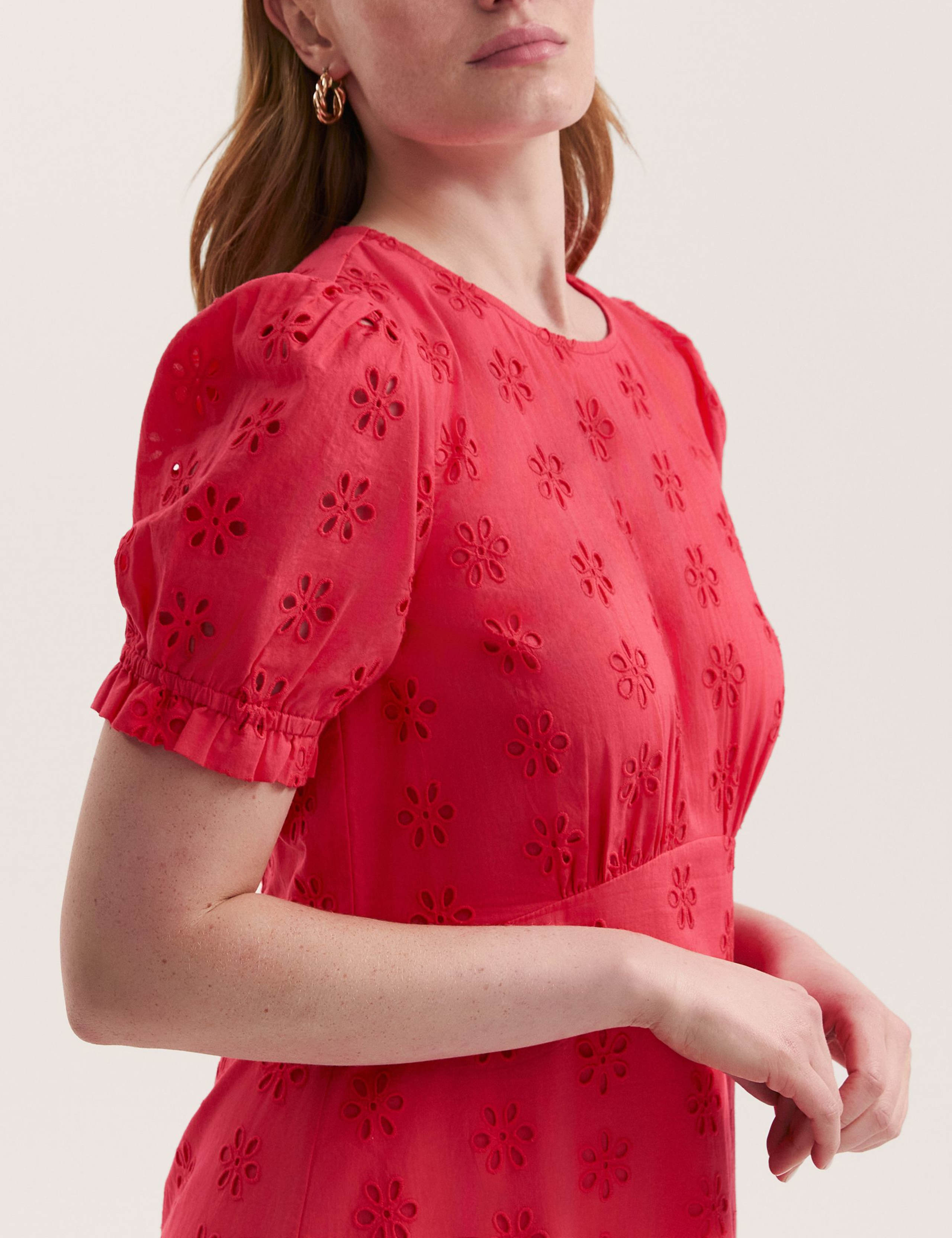 Pure Cotton Embroidered Midi Tea Dress 4 of 4