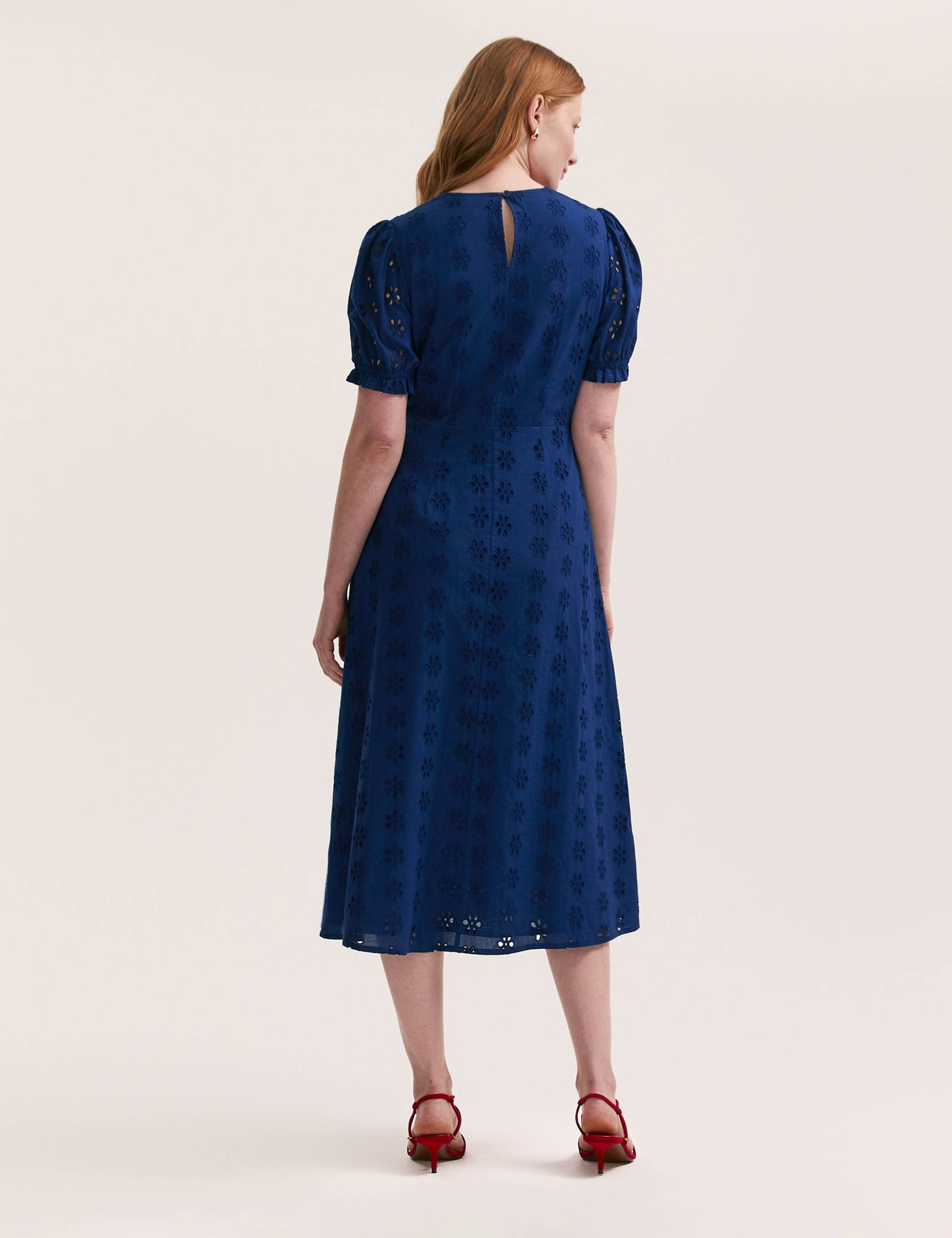 Pure Cotton Embroidered Midi Tea Dress 2 of 4