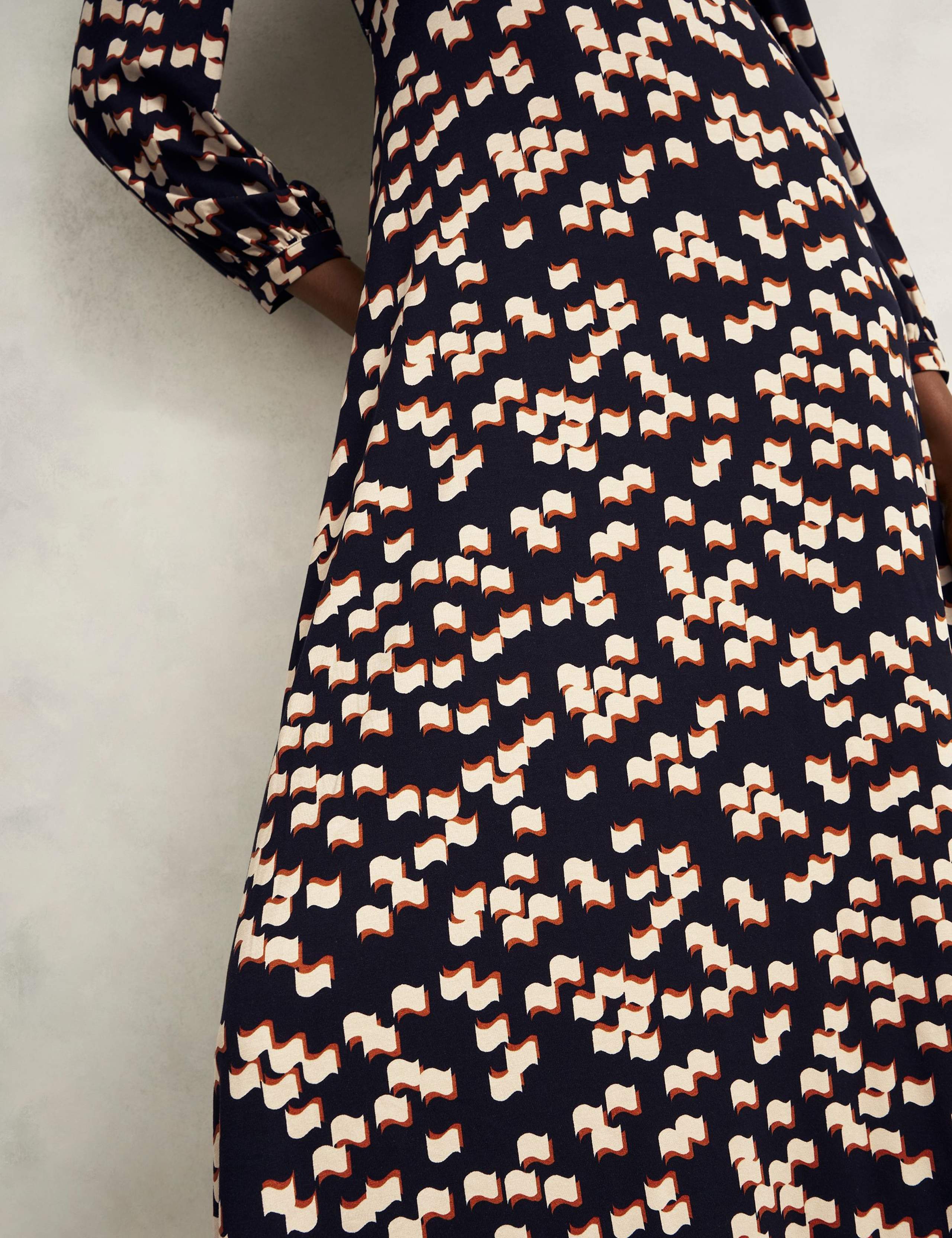 Jersey Geometric Notch Neck Midi Dress 6 of 6
