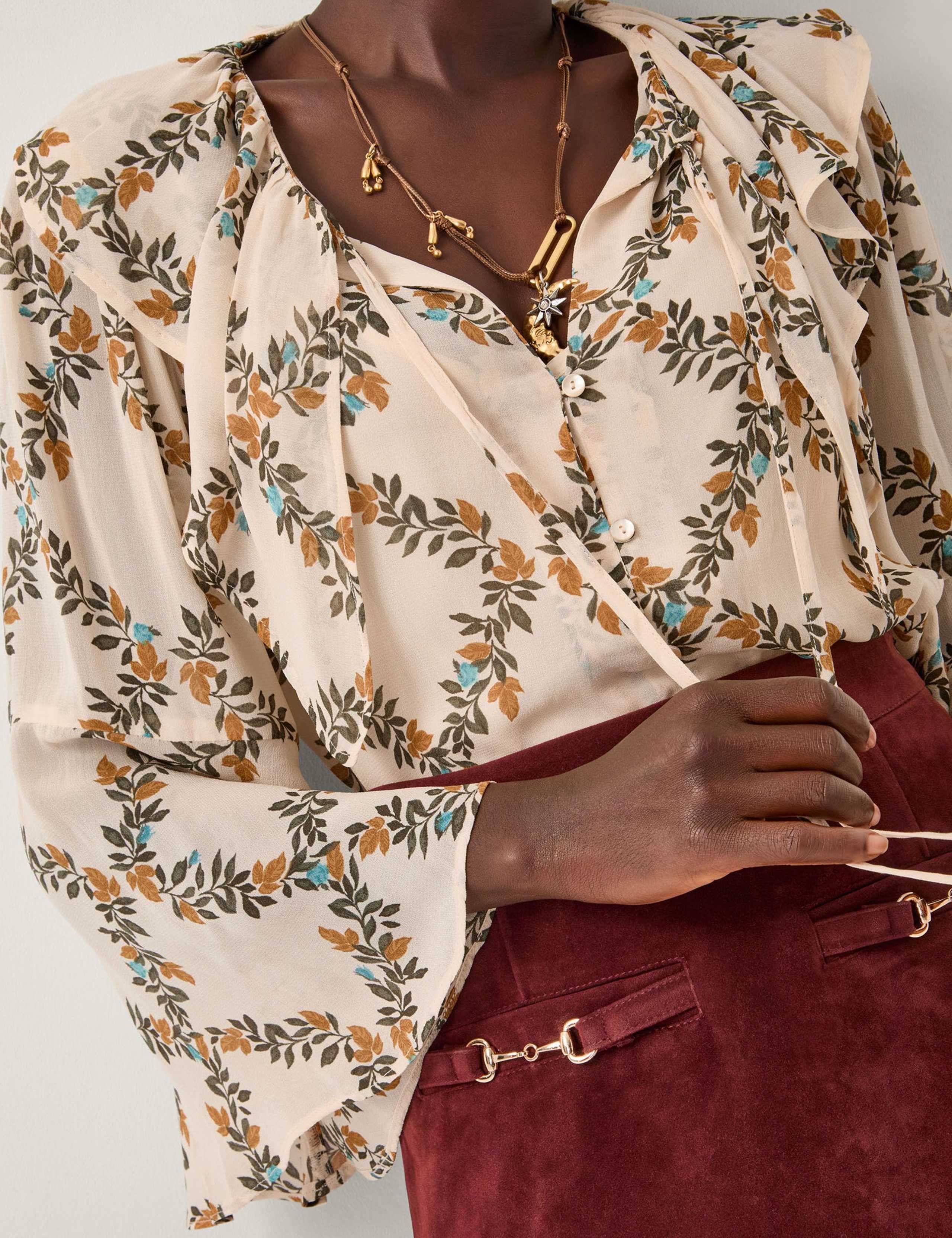 Printed Tie Neck Top 3 of 4