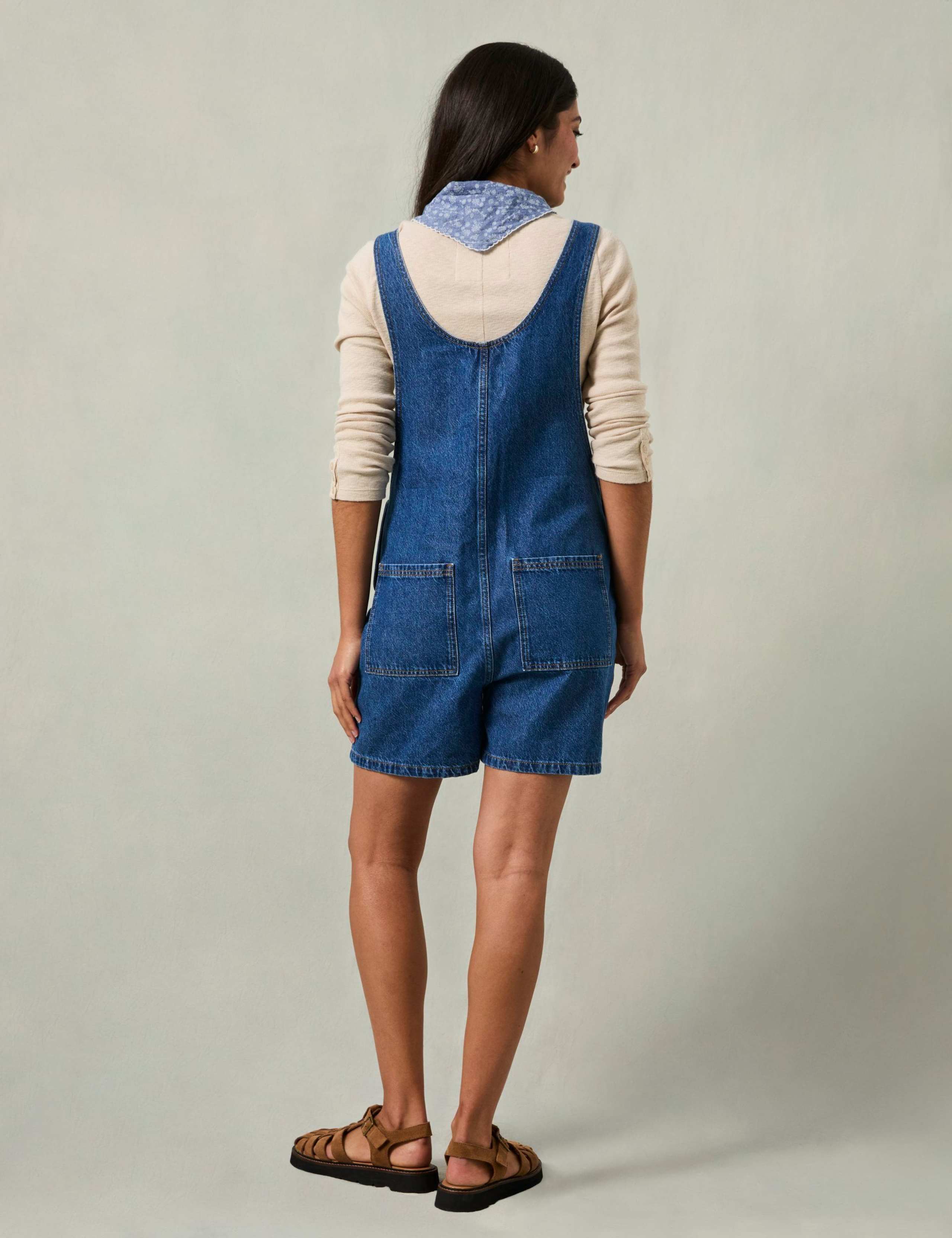 Pure Cotton Denim Short Dungarees 3 of 8