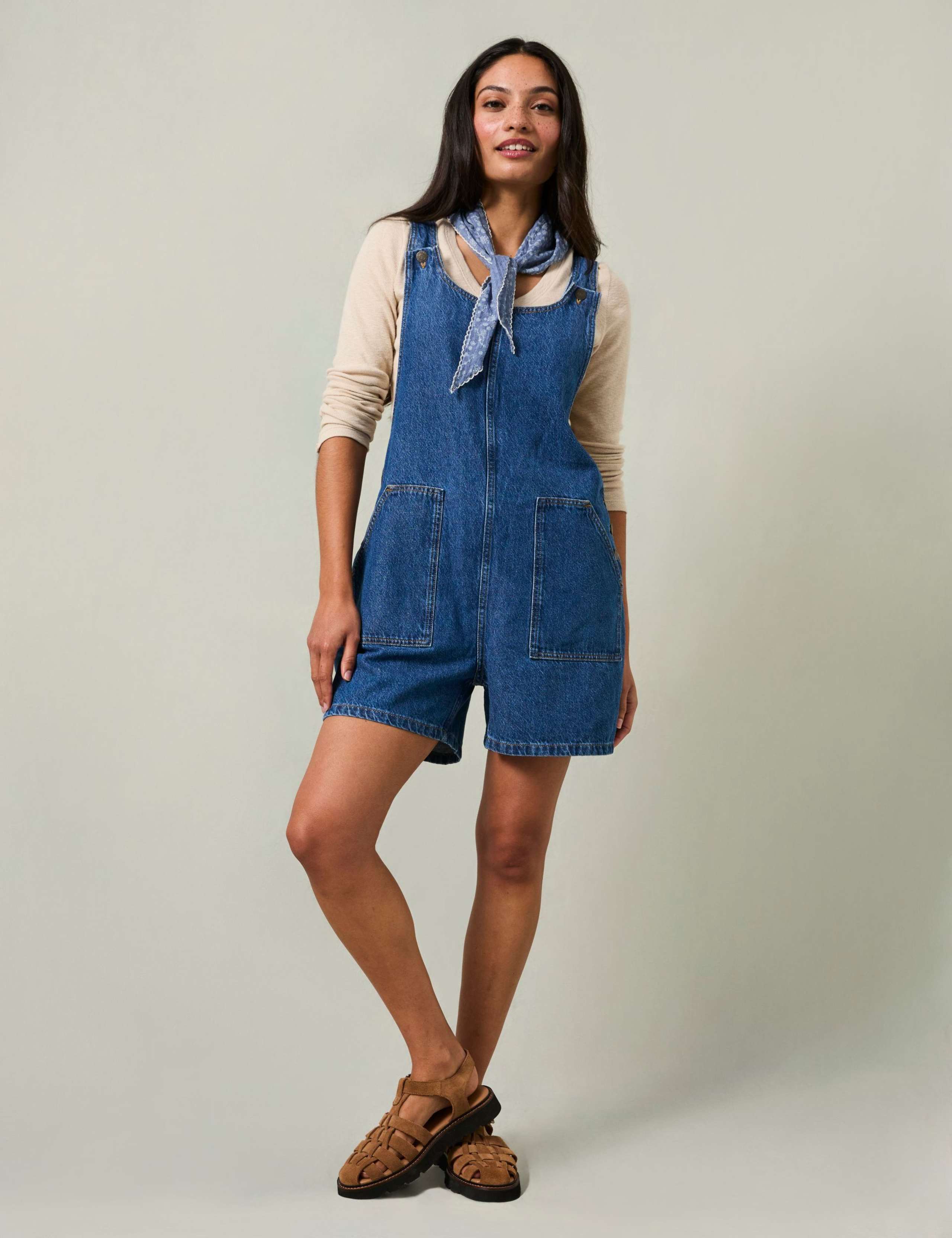 Pure Cotton Denim Short Dungarees 4 of 8