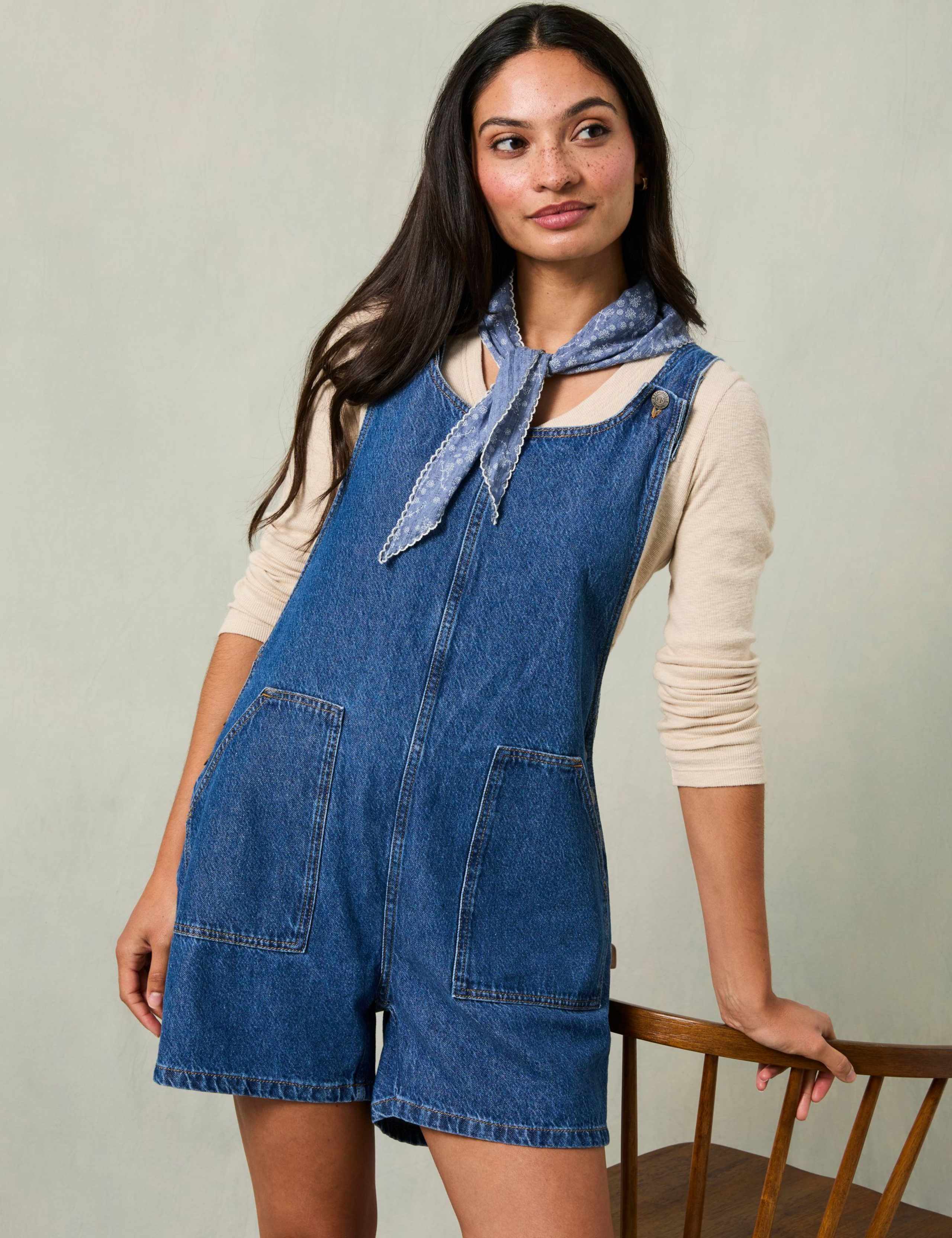 Pure Cotton Denim Short Dungarees 6 of 8
