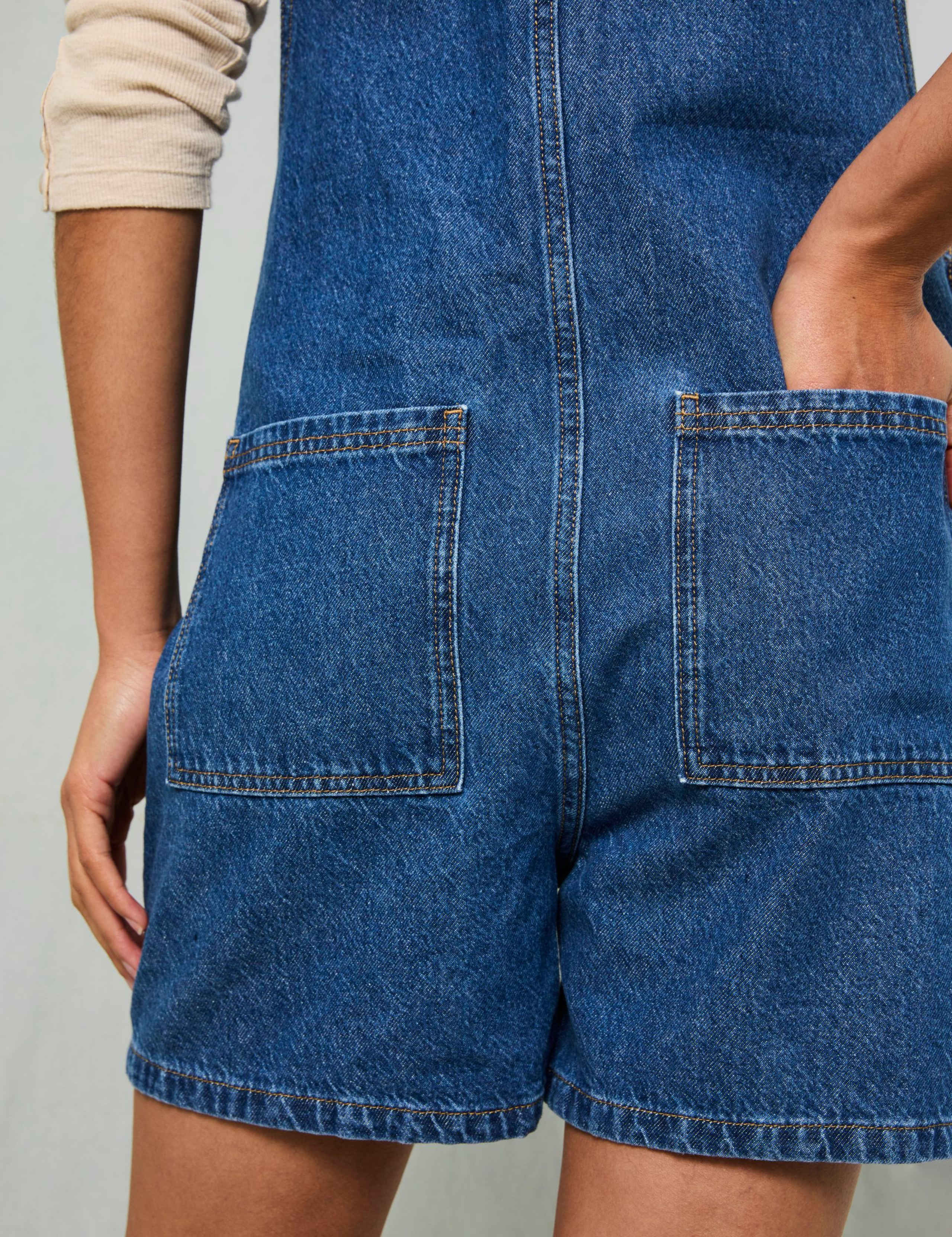 Pure Cotton Denim Short Dungarees 7 of 8